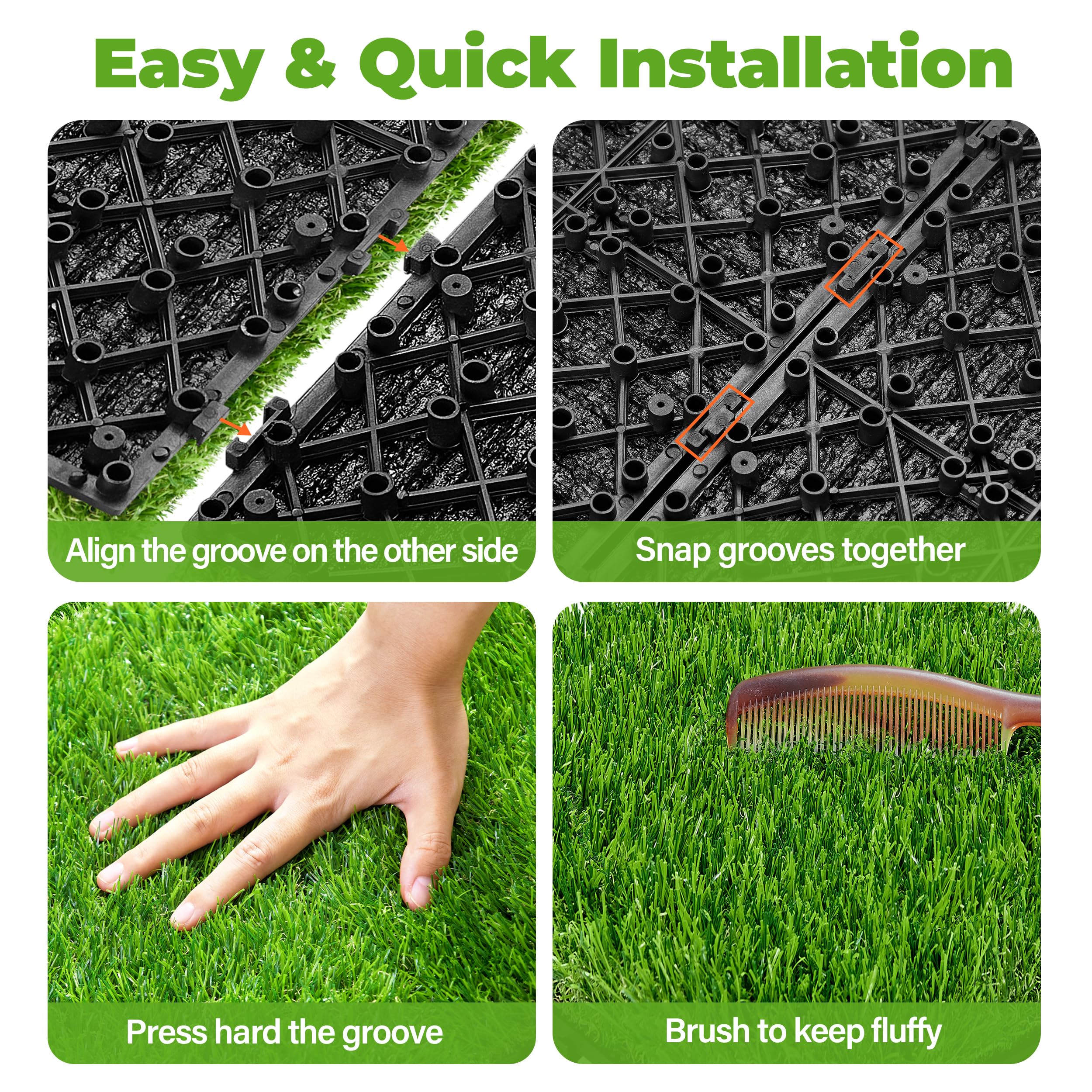 27 PCS Interlocking Artificial Grass Tiles - 12