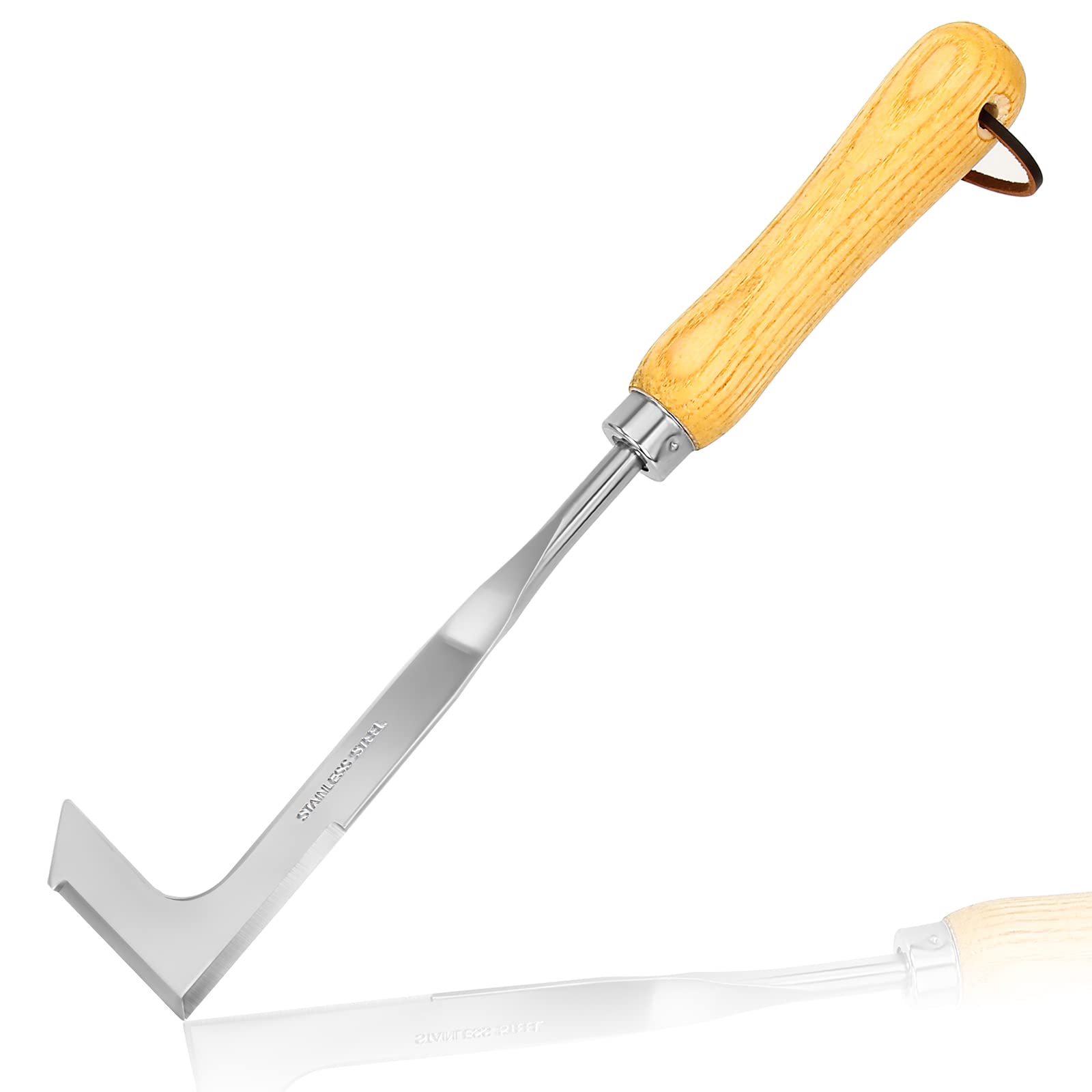 Stainless Steel Crack Weeder Tool with Ash Handle - Manual Crevice Weeding Tool for Lawn, Yard & Garden - Perfect Gardening Gift for Weed Removal Between Pavers and Sidewalks