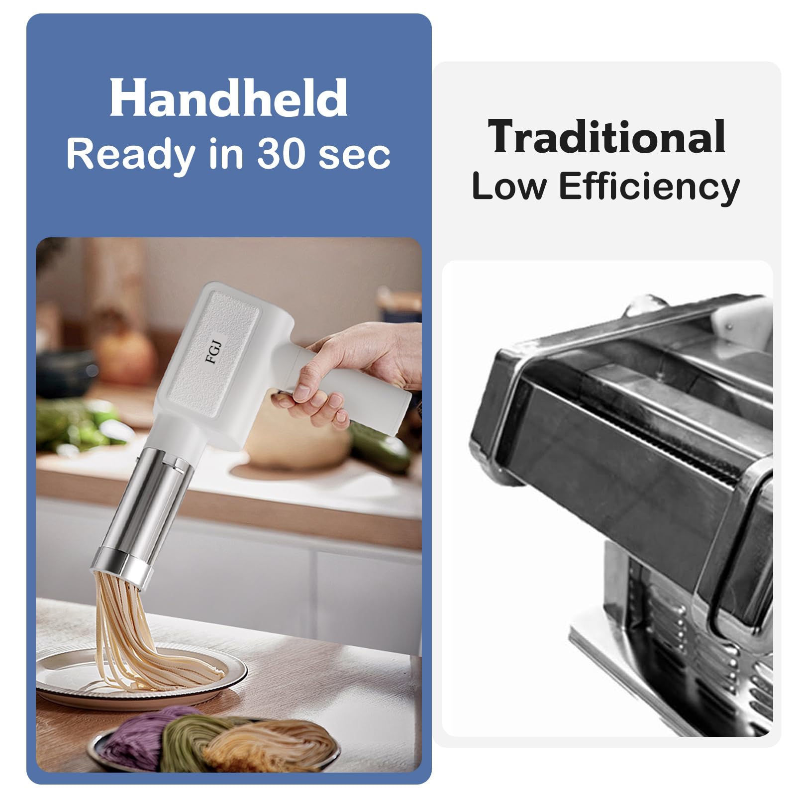 Electric Pasta Maker Machine - Portable Cordless Automatic Noodle Maker with 5 Shaping Molds & Cutter for Homemade Spaghetti, Fettuccine, Lasagna | Perfect for Italian Cooking, Family Dinners & Restaurant Quality Pasta at Home