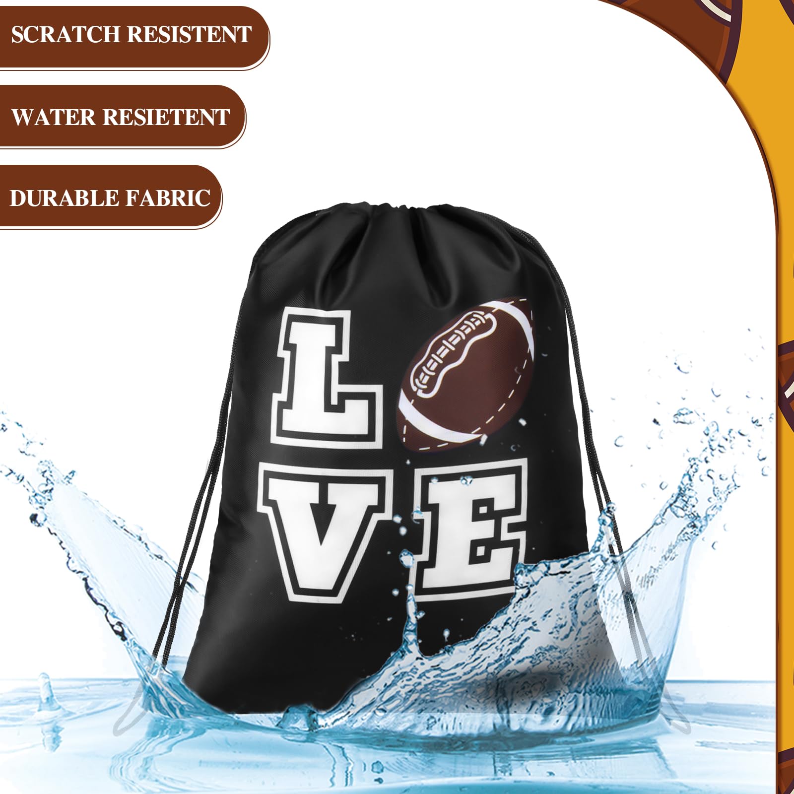 20 Pack Football Drawstring Bags - 10x12 Inch Sports Backpack for Team Gifts, Party Favors & Game Day Essentials - Perfect for Football Players, Coaches & Fans