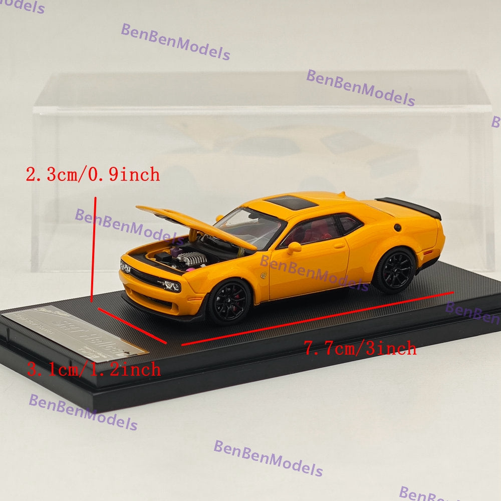 1:64 Scale SH Dodge SRT Hellcat Muscle Sports Yellow Diecast Model Car - Limited Edition Collectible for Car Enthusiasts & Display Showcase