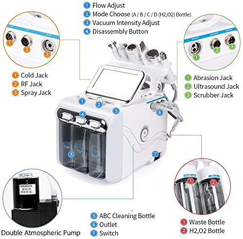6 in 1 Hydrogen Oxygen Beauty Machine - Professional Facial Skin Spa Device for Deep Cleansing, Moisturizing & Pore Refining | Effectively Remove Dirt & Rejuvenate Skin | Perfect for Home Beauty Care & Salon Treatments