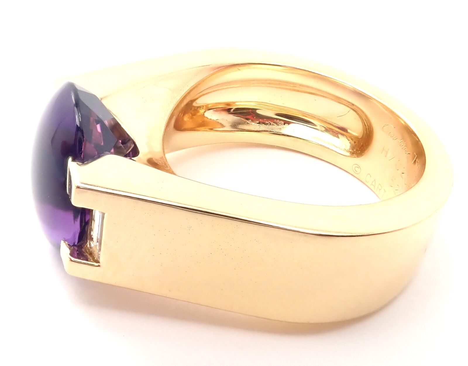 Authentic Cartier Tankissi 18K Yellow Gold Diamond Large Amethyst Ring - Luxury Jewelry for Women, Perfect for Weddings, Anniversaries & Special Occasions