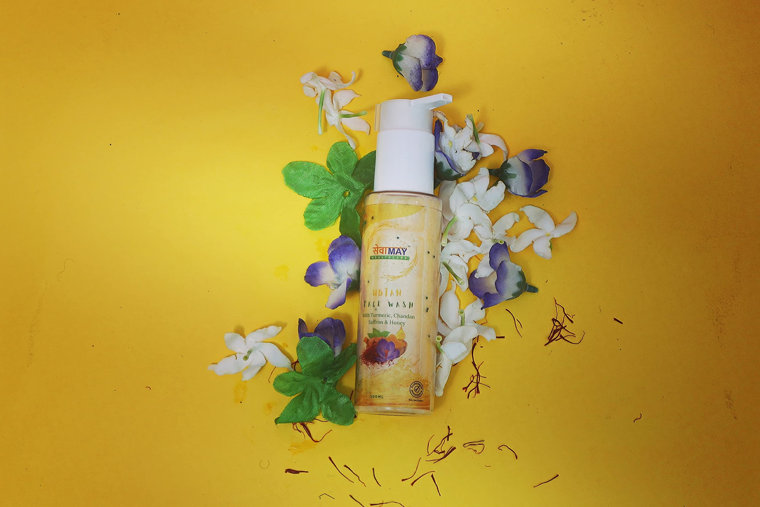 SEVAMAY UBTAN Face Wash with Turmeric, Chandan, Saffron & Honey Extract - Natural Brightening & Cleansing for Glowing Skin - Perfect for Daily Skincare & Acne-Prone Skin