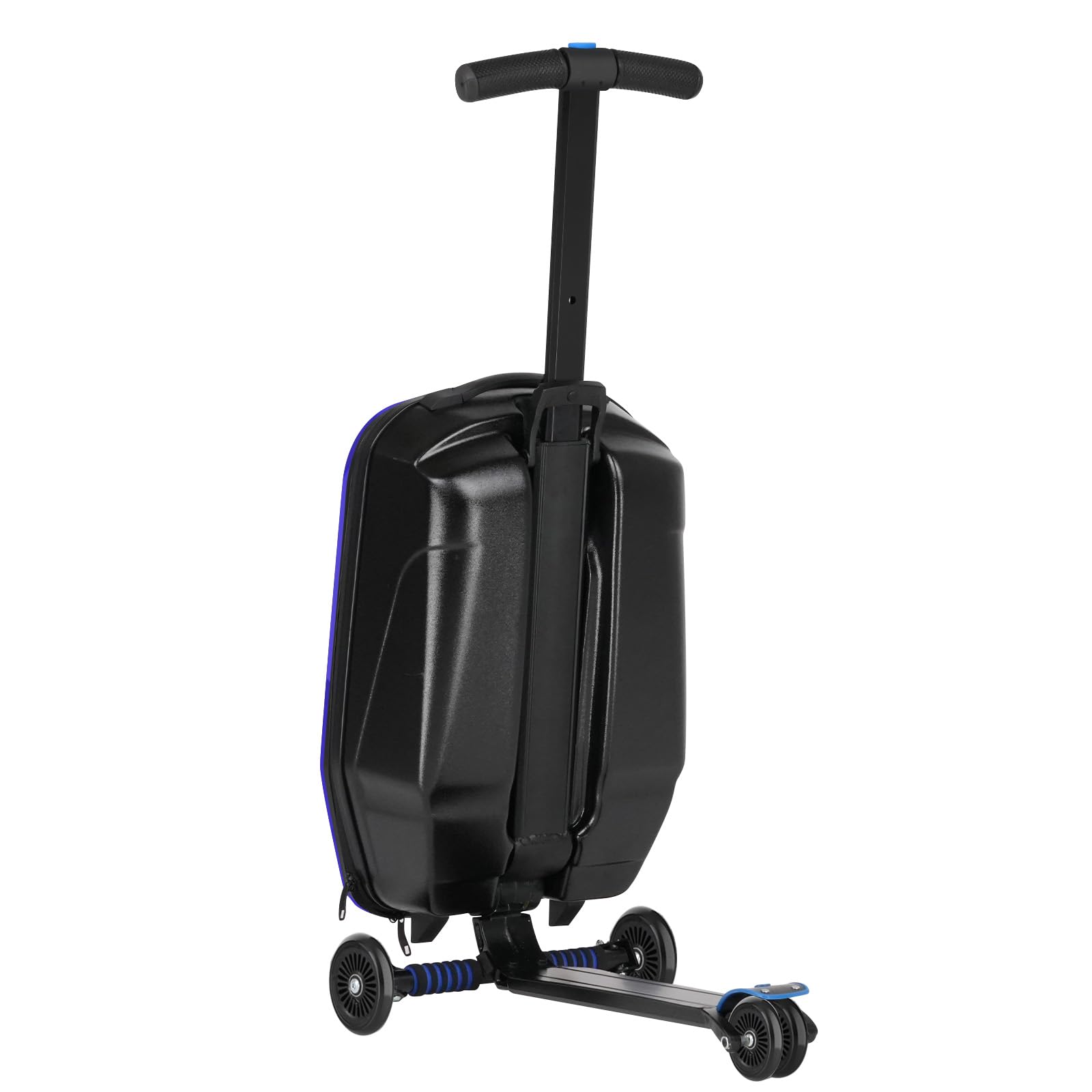 Best Ride-On Scooter Luggage for Kids & Adults - Lightweight Foldable Hardside Suitcase with Wheels for Ages 4-15 - Multifunctional Carry-On for Children & Teenagers (Sapphire Blue) - Perfect for Air Travel, Family Vacations & School Trips