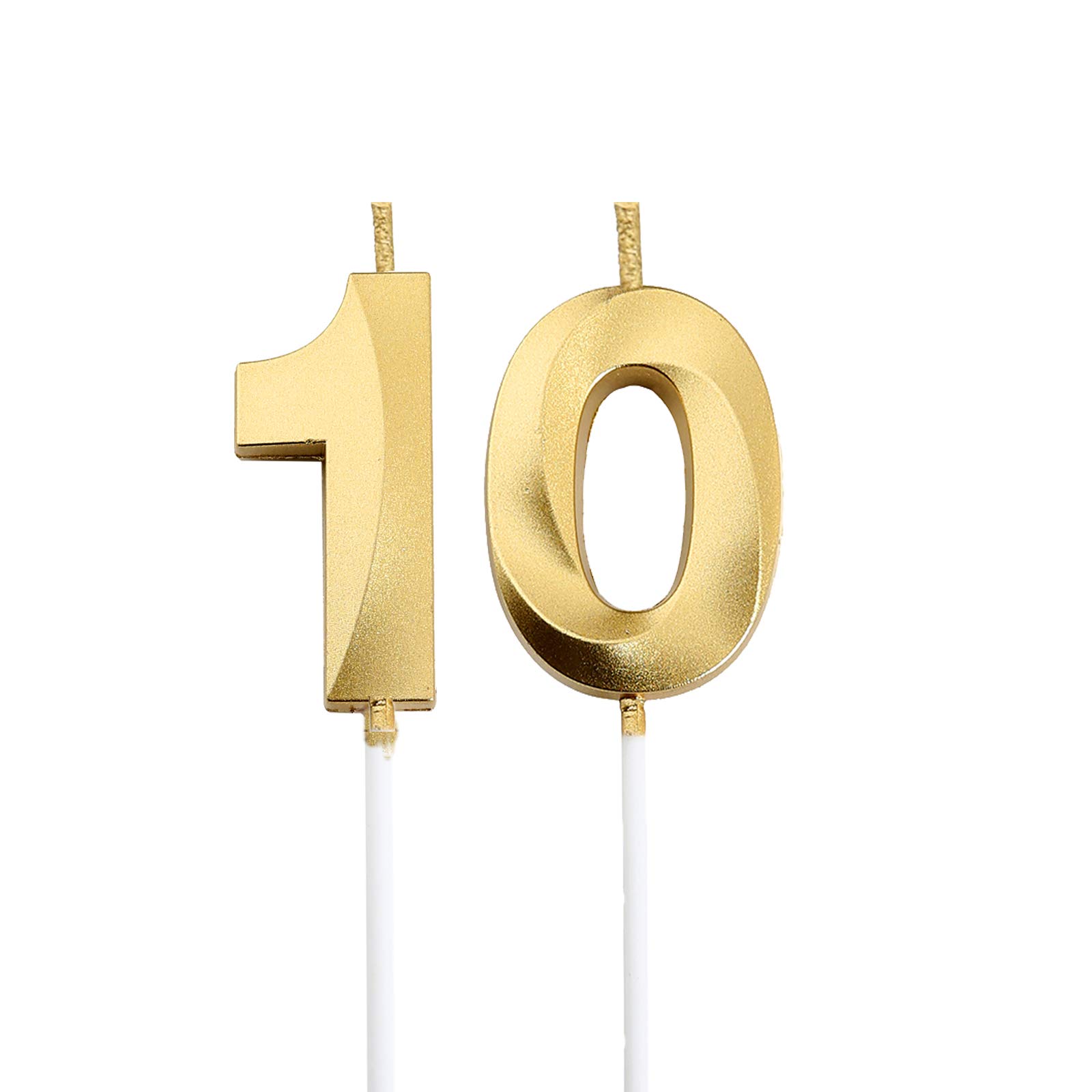 Gold Number 10 Cake Topper Candles - 10th Birthday Party Decorations for Cakes, Cupcakes & Celebration Decor | Perfect for Milestone Birthdays, Anniversaries & Special Occasions