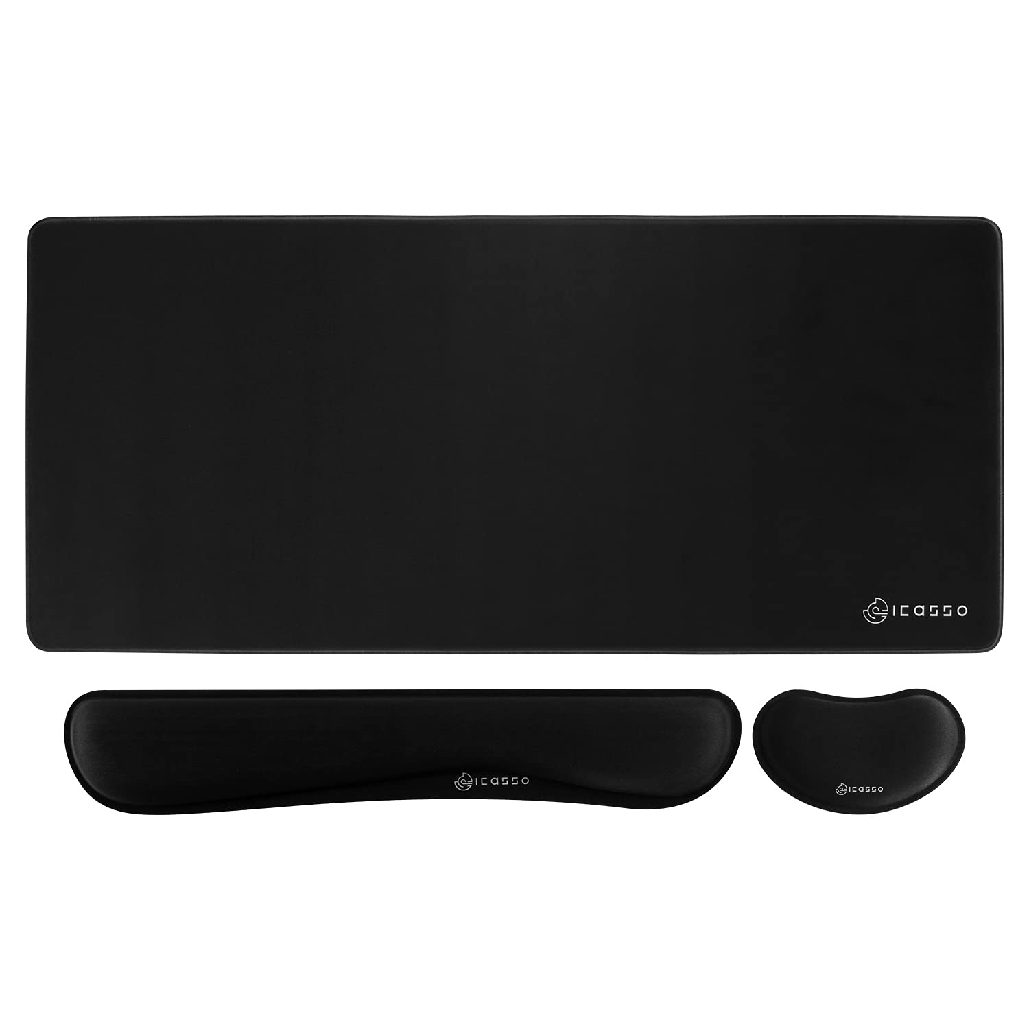 iCasso 3-in-1 Large Gaming Mouse Pad Set with Keyboard Wrist Rest & Wrist Support - 35.4x15.7 Inch Ergonomic Ultra Thick Desk Mat for Pain Relief & Comfort - Perfect for PC Gaming, Office Work & Home Use - Black