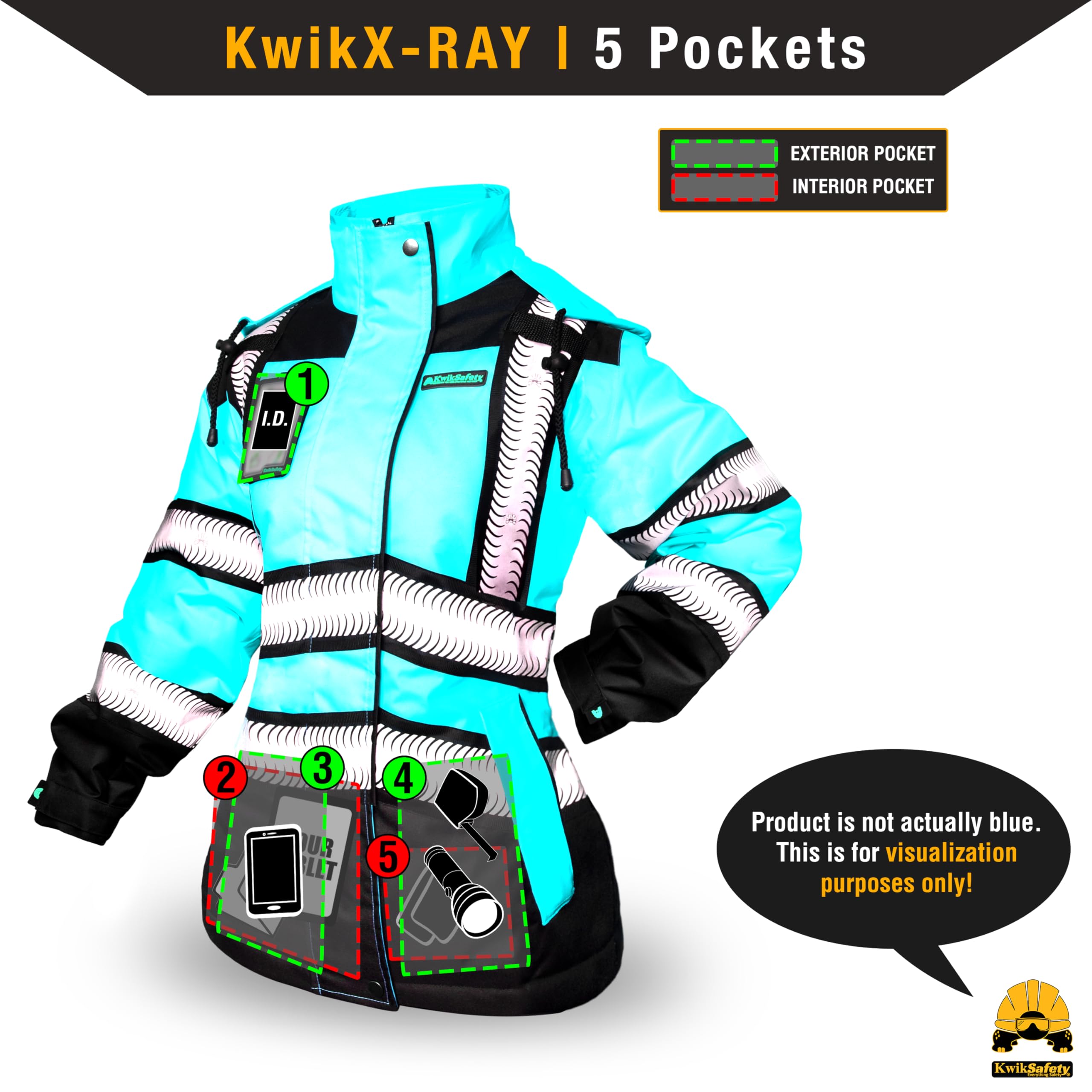 KwikSafety Women's Hi-Vis Insulated Bomber Safety Jacket - ANSI Compliant Reflective Workwear for Construction & Outdoor Winter Use