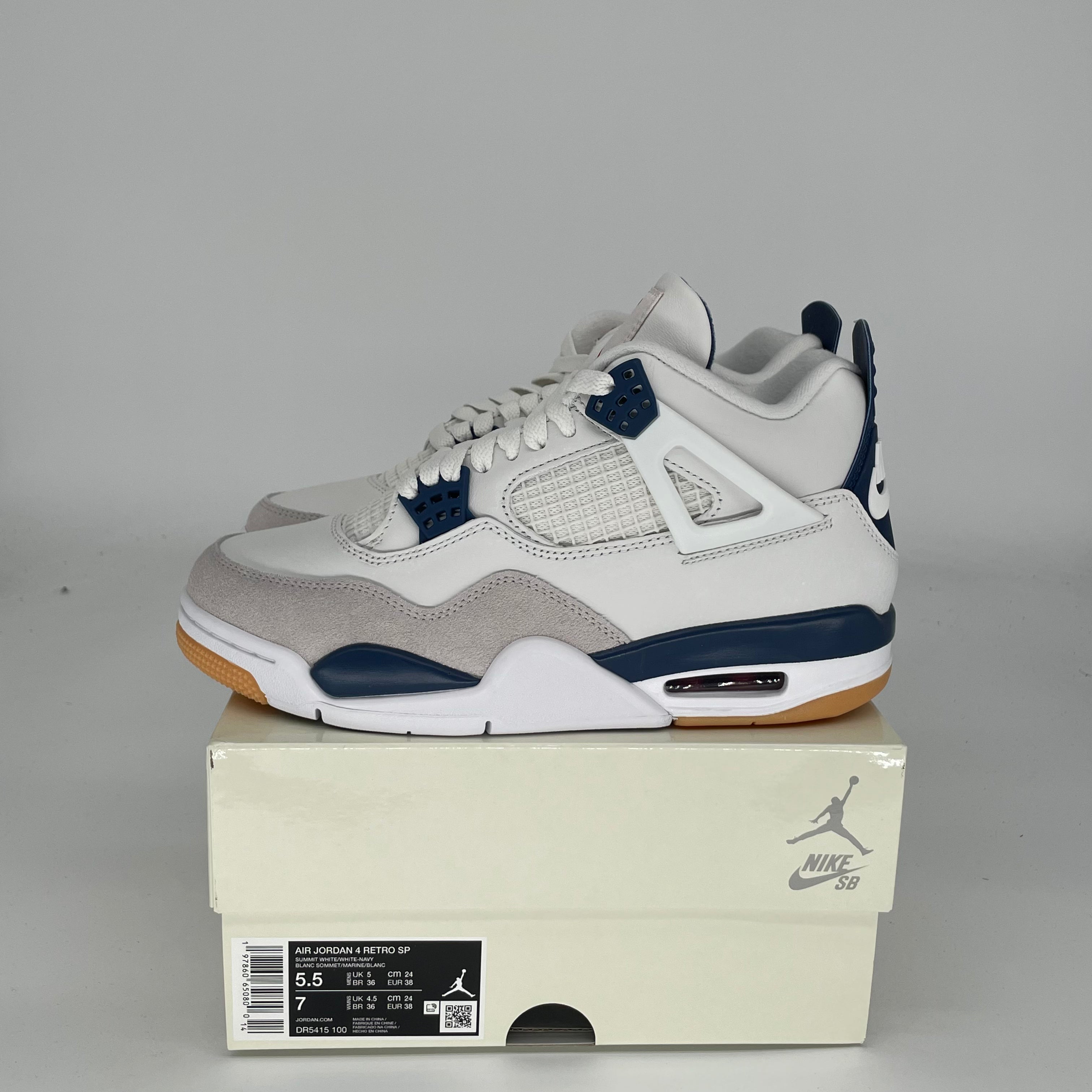 AIR JORDAN 4 SB NAVY Sneakers - Men's Size 5.5 (DR5415-100) | Authentic Basketball Shoes for Streetwear & Casual Style