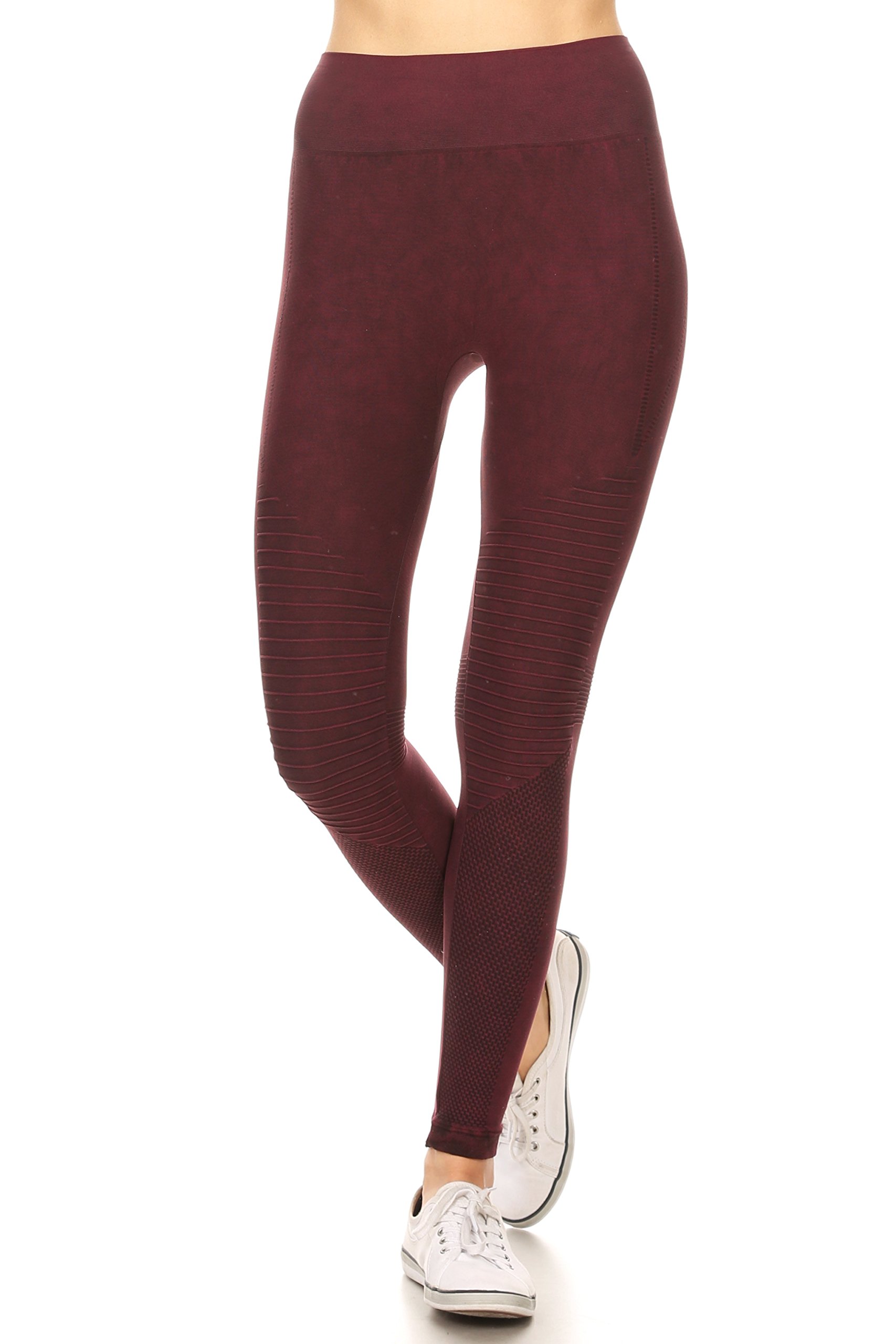 Vintage Wash Women's Workout Moto Leggings - High Waisted Yoga Pants for Fitness, Gym & Running - Perfect for Yoga, Pilates, and Casual Wear
