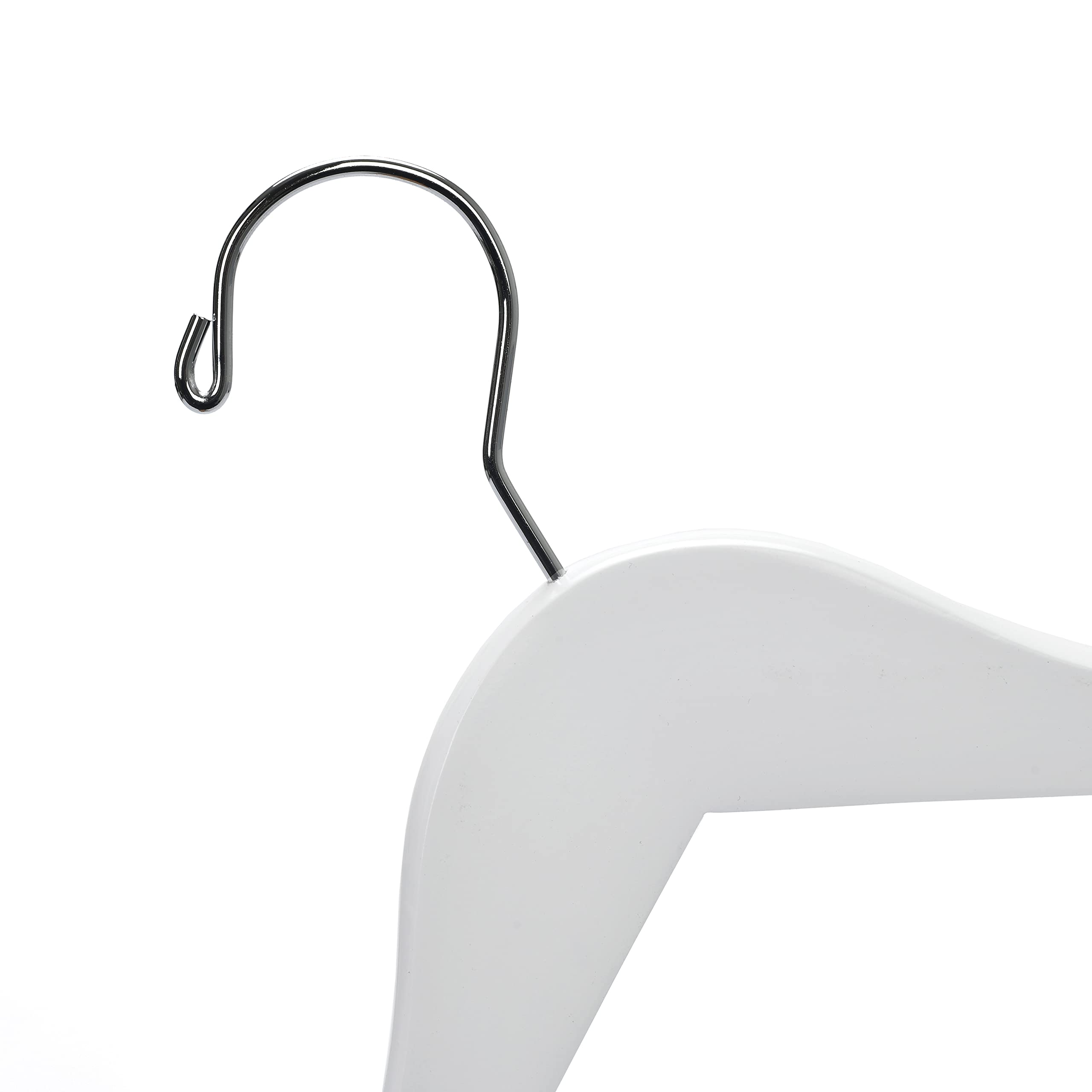20 Pack Kids Wooden Hangers 14 Inches - Premium Quality Youth Clothes Hangers with Curved Shoulder, Swivel Chrome Hook & Non-Slip Notches for Junior/Preteen Wardrobe Organization (White) - Perfect for Closet, Nursery, Dorm Room & Travel Storage