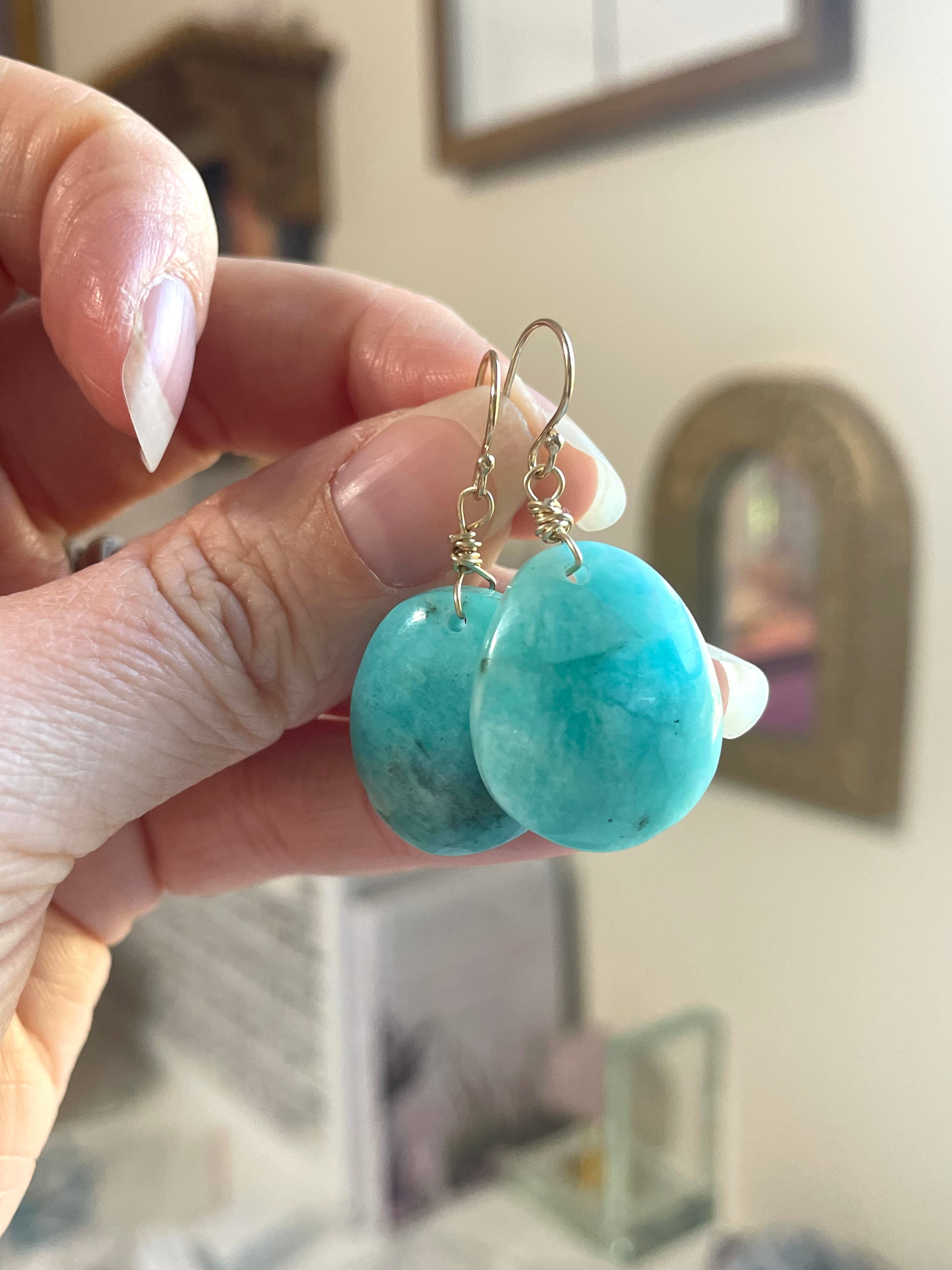 Amazonite Dangle Earrings in Gold Fill - Elegant Boho Jewelry for Women, Perfect for Parties, Weddings & Everyday Wear