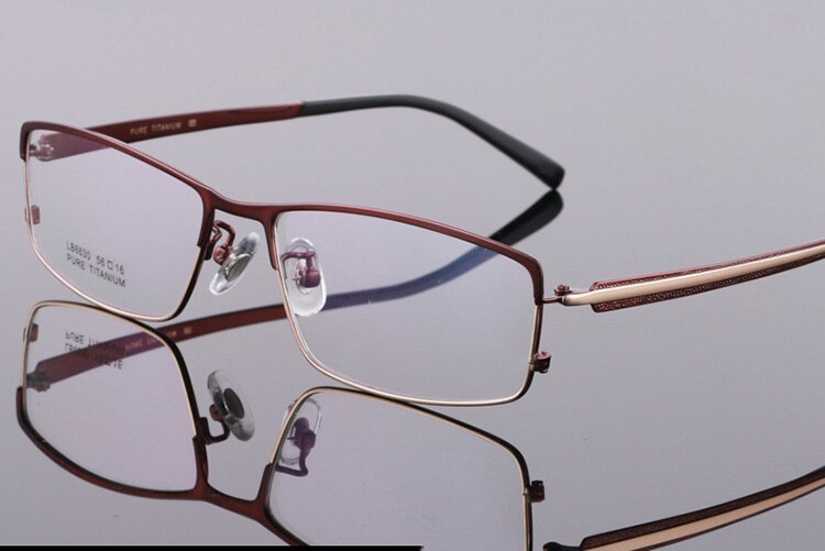 Bclear Men's Full Rim Titanium Eyeglasses Square Frame LB6630 - Lightweight Durable Glasses for Work, Reading & Everyday Use