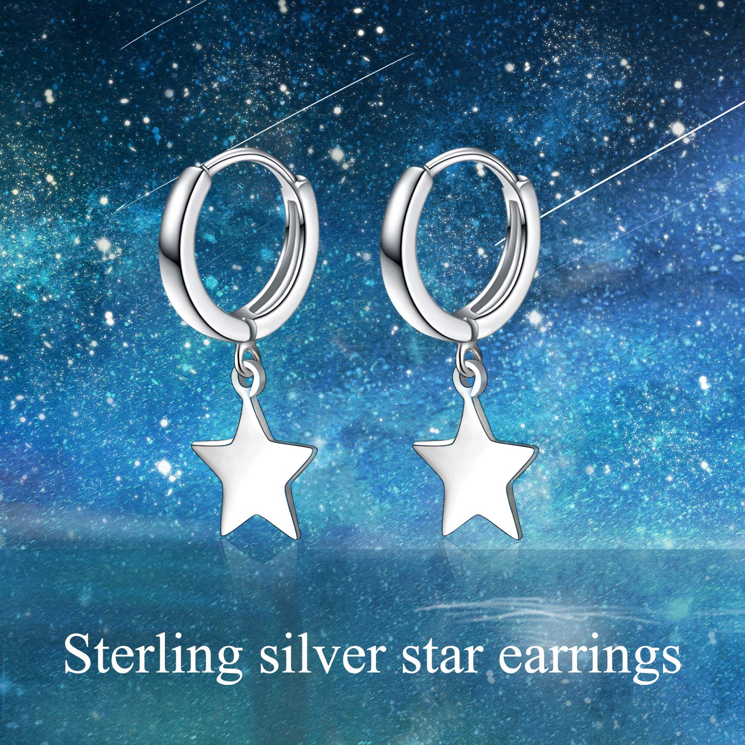 POPLYKE Sterling Silver Black Hanging Cross, Lightning, Heart & Triangle Hoop Earrings for Men & Women - Gothic Jewelry for Parties, Concerts & Everyday Wear
