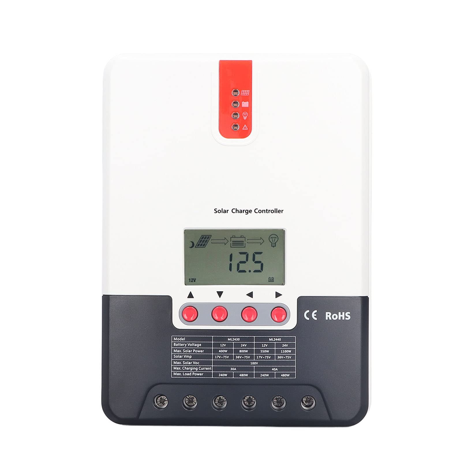 MPPT Solar Charge Controller 40A 12V/24V IP32 Waterproof - Fast Response Solar Panel Regulator for RV, Home, Yacht & Off-Grid Power Systems - Perfect for Camping, Marine & Emergency Backup Power
