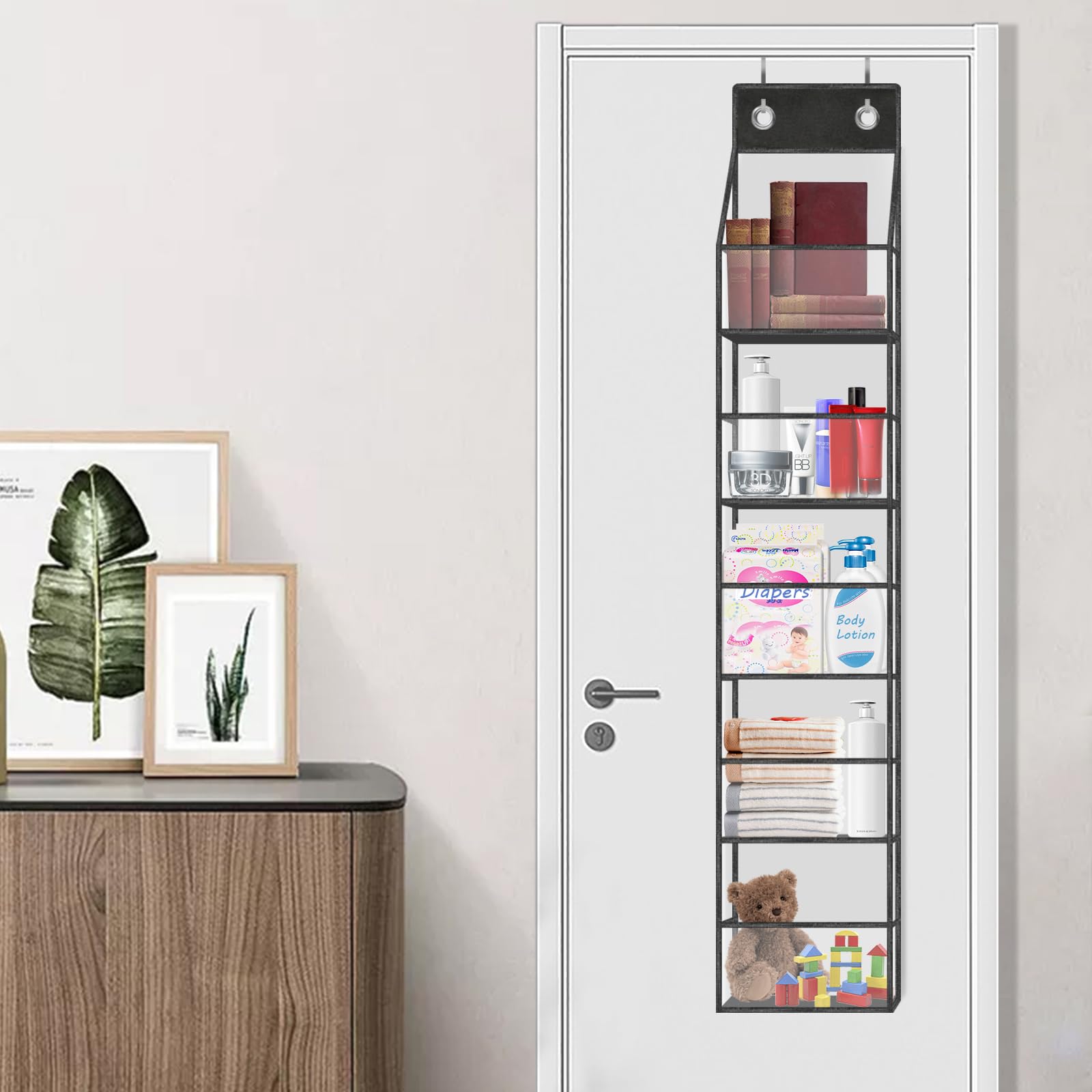 5-Shelf Over The Door Storage Organizer - Heavy Duty 25lb Capacity Hanging Door Organizer for Closet, Bedroom & Pantry - Space Saving Back of Door Storage Solution for Shoes, Toys, Cleaning Supplies & More