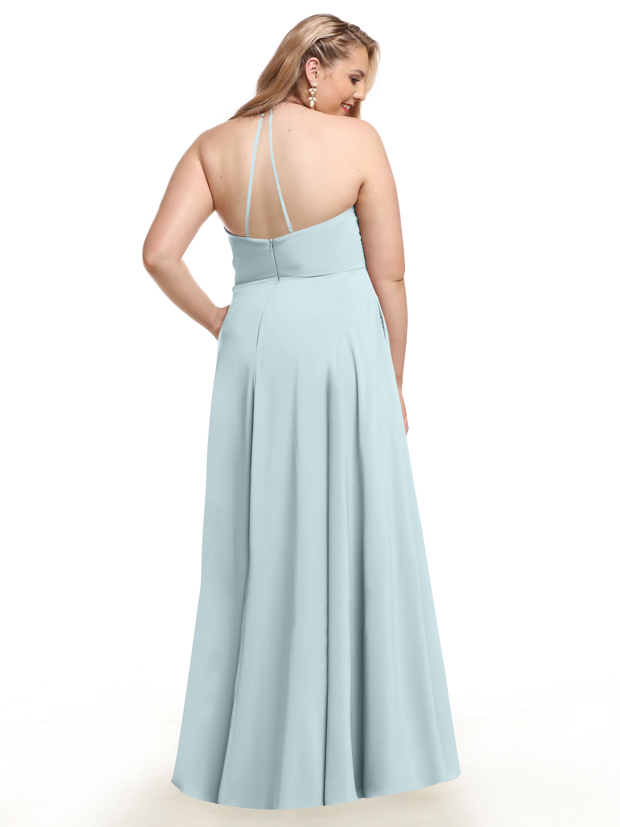 Elegant V-Neck Pleated Stretch Chiffon A-Line Bridesmaid Dress 80101 - Perfect for Weddings, Formal Events & Special Occasions
