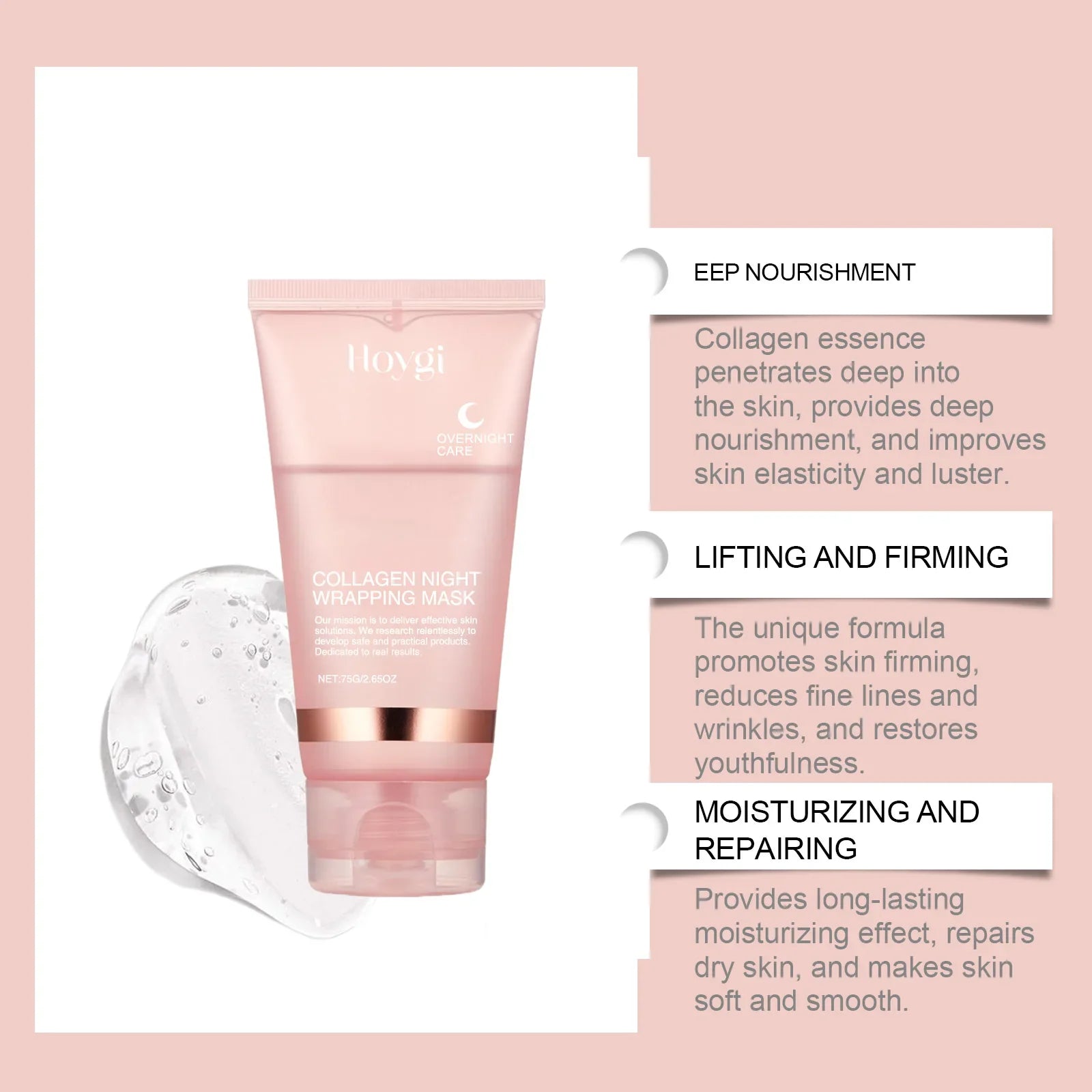 Best Collagen Night Mask for Anti-Aging & Skin Rejuvenation - Deep Hydration & Wrinkle Reduction - Perfect for Nighttime Skincare Routine & Beauty Sleep