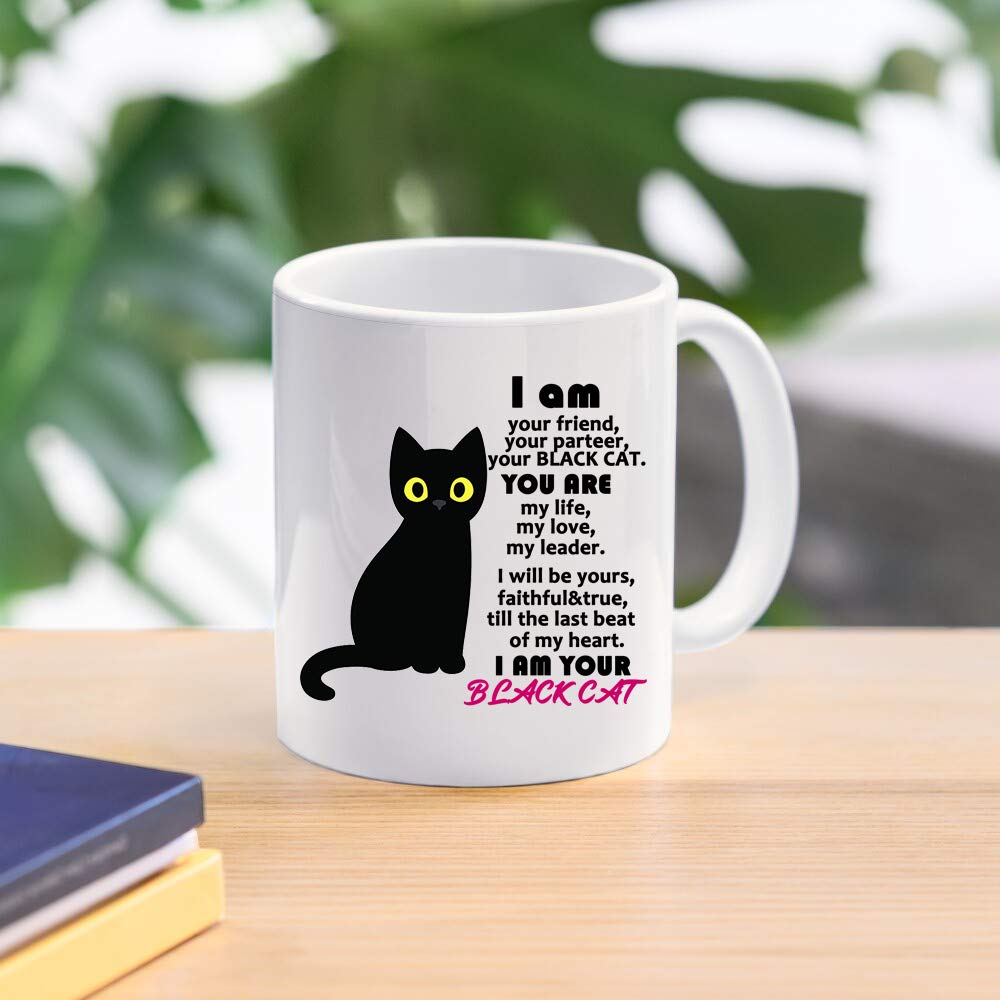 Funny Black Cat Coffee Mug - 11oz Novelty Mug for Men & Women, Perfect Gift for Friends, Partners, Mom, Dad, Siblings - Great for Home, Office & Coffee Lovers