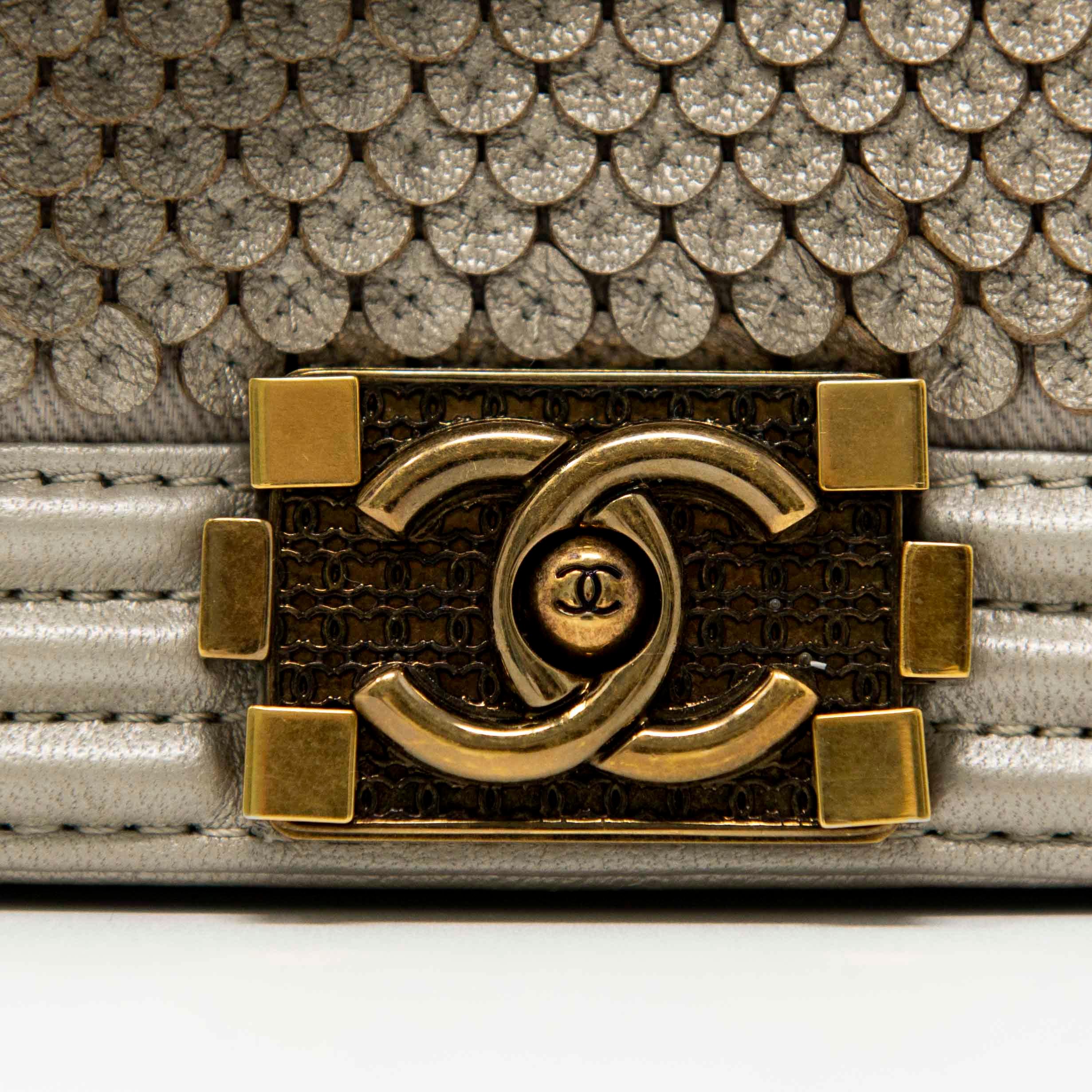 Chanel Metallic Mini Scaled Boy Bag - Luxury Crossbody Bag for Women | Perfect for Evening Parties, Date Nights & Special Occasions