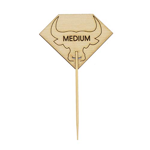 Premium Diamond-Shaped Steak Markers with Bull Head Design - 3.7