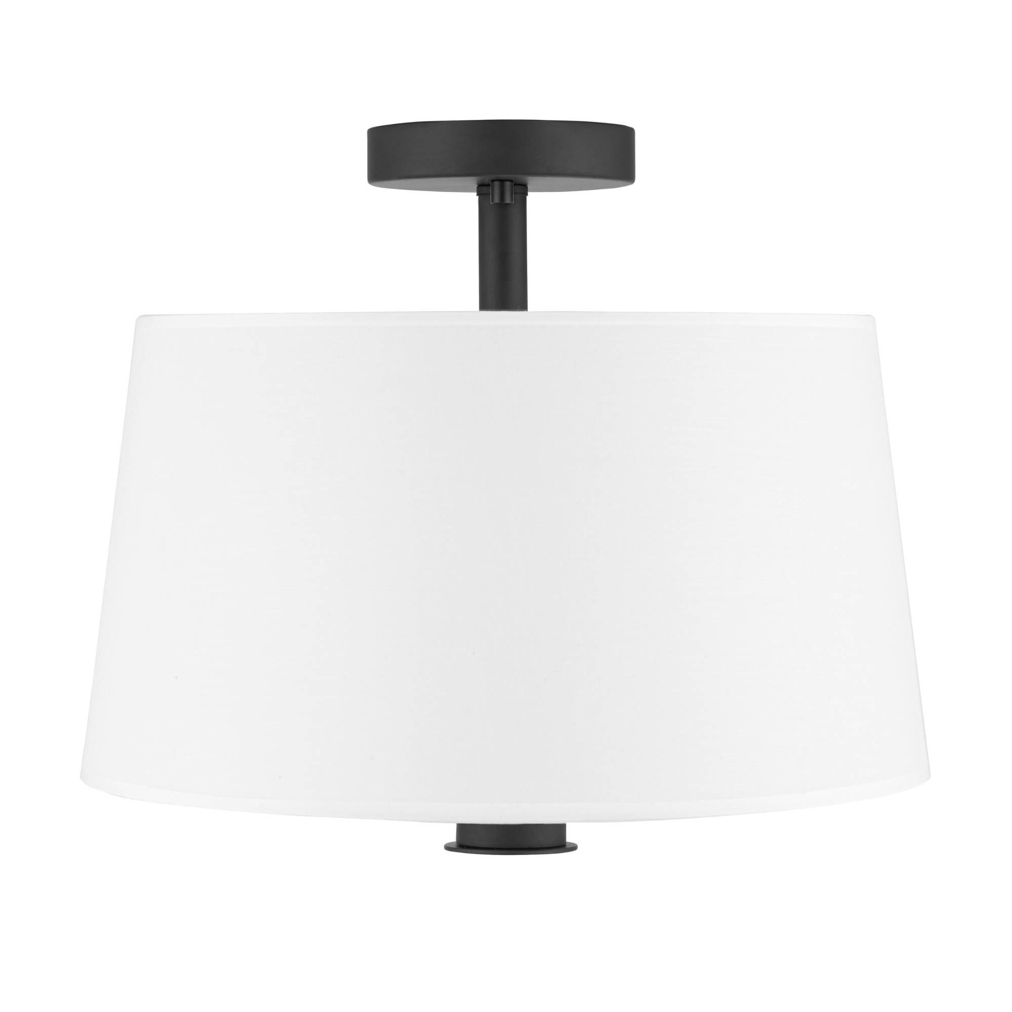 3-Light Billet Convertible Pendant/Semi-Flush Mount Ceiling Light Fixture - Matte Black with Fabric Shades for Dining Room, Kitchen Island or Bedroom Lighting