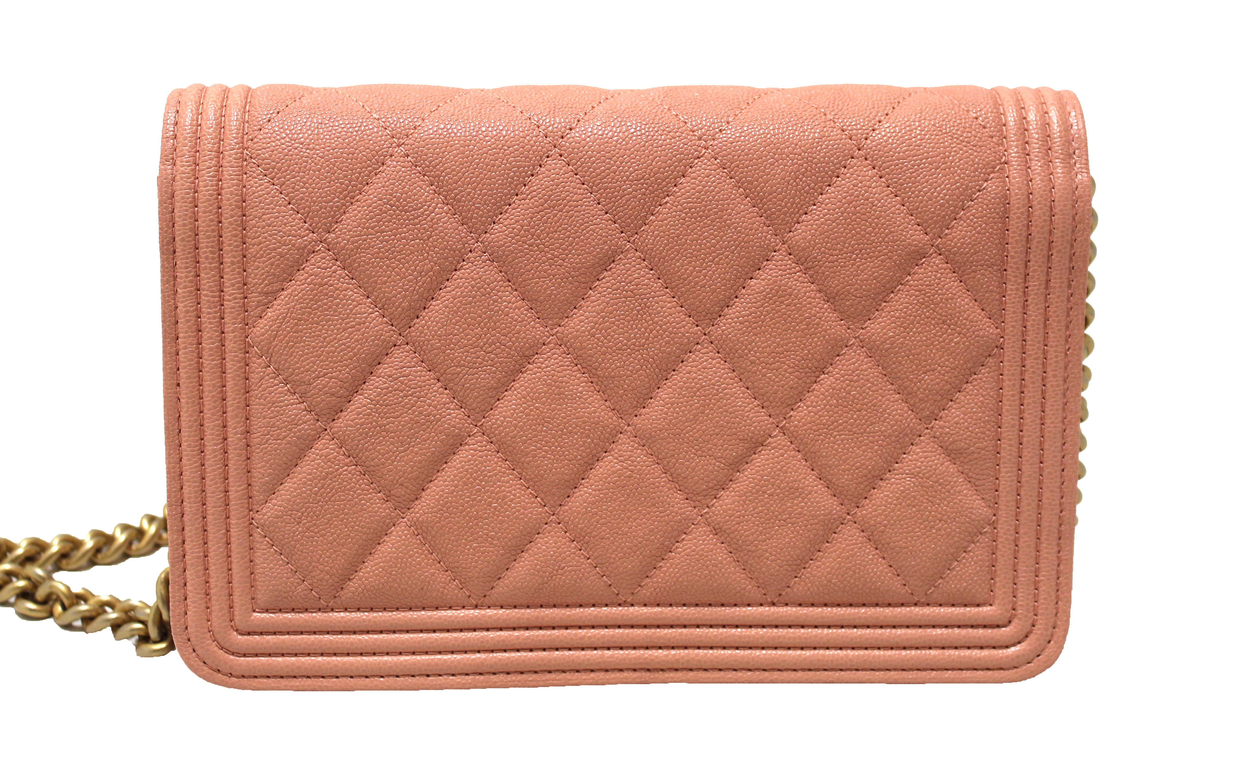 Authentic Chanel Light Pink Caviar Quilted Boy Wallet On Chain WOC - Luxury Crossbody Bag for Women, Perfect for Parties, Dating & Everyday Use