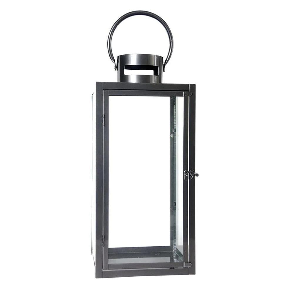 Esschert Design Large Anthracite Outdoor Lantern - Rustic Farmhouse Decor for Patio, Garden, Porch & Backyard Lighting