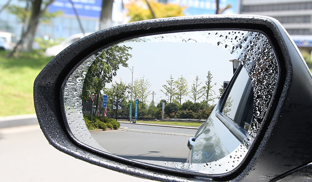 4 Pack HD PET Nano Anti-Fog Anti-Glare Car Rear View Mirror Protective Film Set - Clear Vision for Safe Driving in Rain, Night & Harsh Weather Conditions