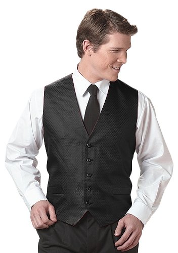 Men's V-Neck Diamond Black Button Brocade Vest | Elegant Formal & Casual Wear for Weddings, Parties & Office | Edwards Garment