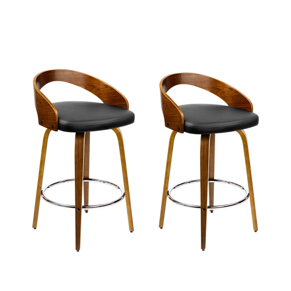 2 Pack Swivel Bar Stools with Curved Backrest - Adjustable Height Counter Stools for Kitchen Island, Breakfast Bar & Home Decor