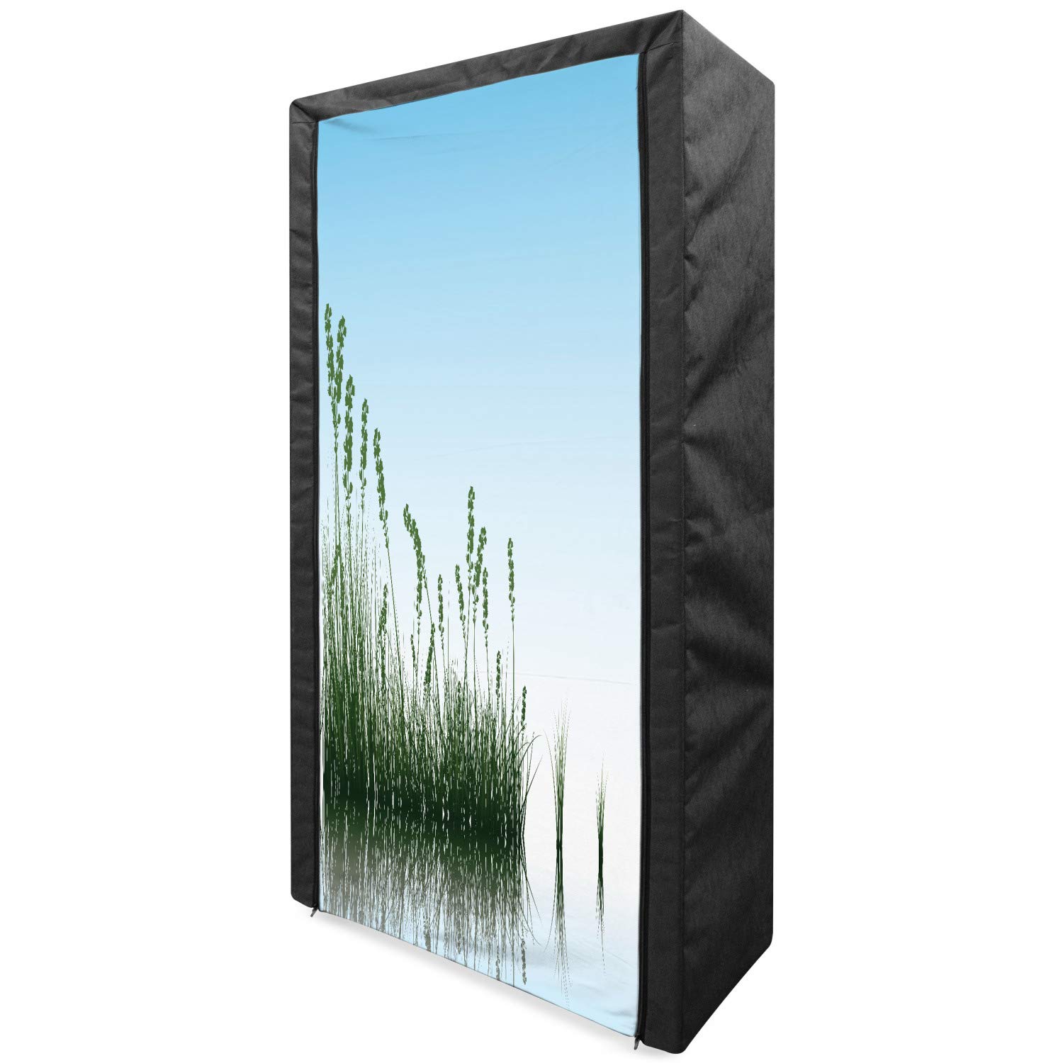 Ambesonne Portable Fabric Wardrobe with Lake Scenery Floral Print - 33.5