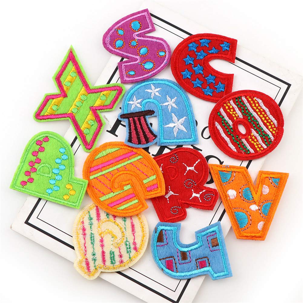 26pcs A-Z Alphabet Iron On Patches - DIY Animal Shaped Sew On Appliques for Jeans, Jackets & Backpacks | Fun Letter Patches for Kids Clothing, School Uniforms & DIY Crafts (Style 8)