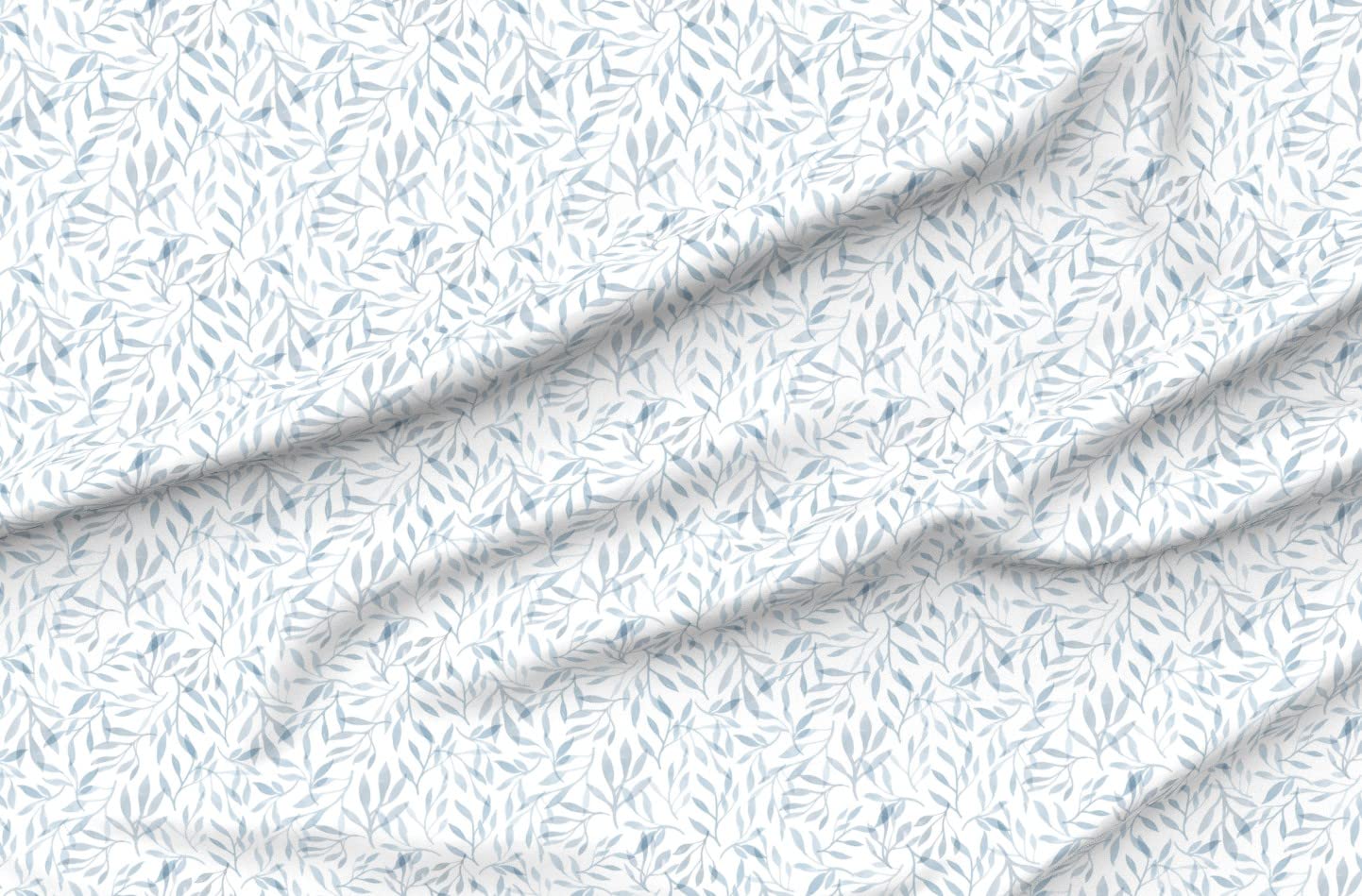 Blue Floral Vintage Leaves Printed Velvet Fabric by The Yard - Upholstery, Home Decor & Apparel - Perfect for DIY Curtains, Throw Pillows & Vintage Fashion