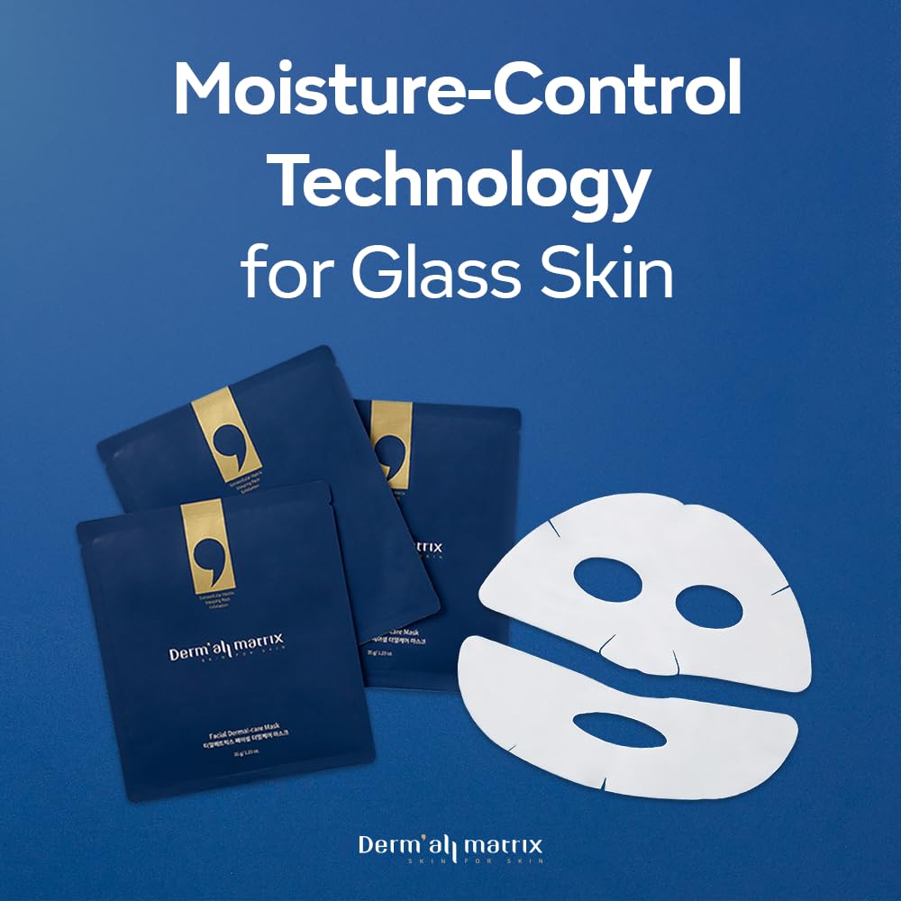 DERM·ALL MATRIX Overnight Collagen Sheet Mask - Hydrating & Lifting Facial Treatment for Wrinkles & Dry Skin (4 Sheets/1 Week) | Soothing, Exfoliating & Nourishing Dermal-Care | Perfect for Nighttime Skincare Routine & Weekly Self-Care Sessions