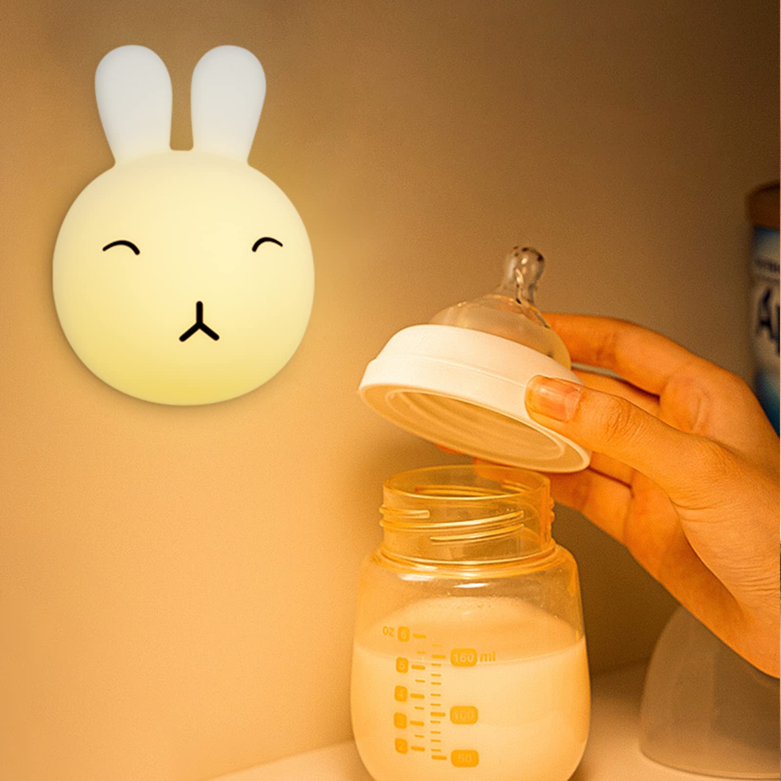 Cute Bunny Night Light for Kids - 9 Color Changing LED Baby Nightlight with Remote Control, Soft Silicone Squishy Animal Lamp | Perfect Nursery Decor, Toddler Gift for Girls & Boys | Bedroom, Playroom, Sleep Aid