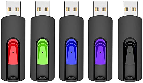 Vansuny 64GB USB Flash Drive 5-Pack - Retractable USB 2.0 Memory Stick for Data Storage & File Transfer (5 Colors)