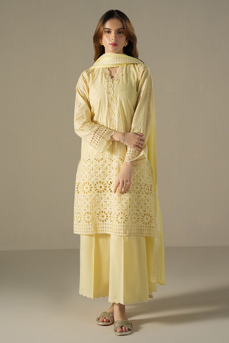 LEMON ZEST 3-Piece Chikankari Suit Set | Traditional Indian Embroidery Outfit | Perfect for Weddings, Festivals & Special Occasions