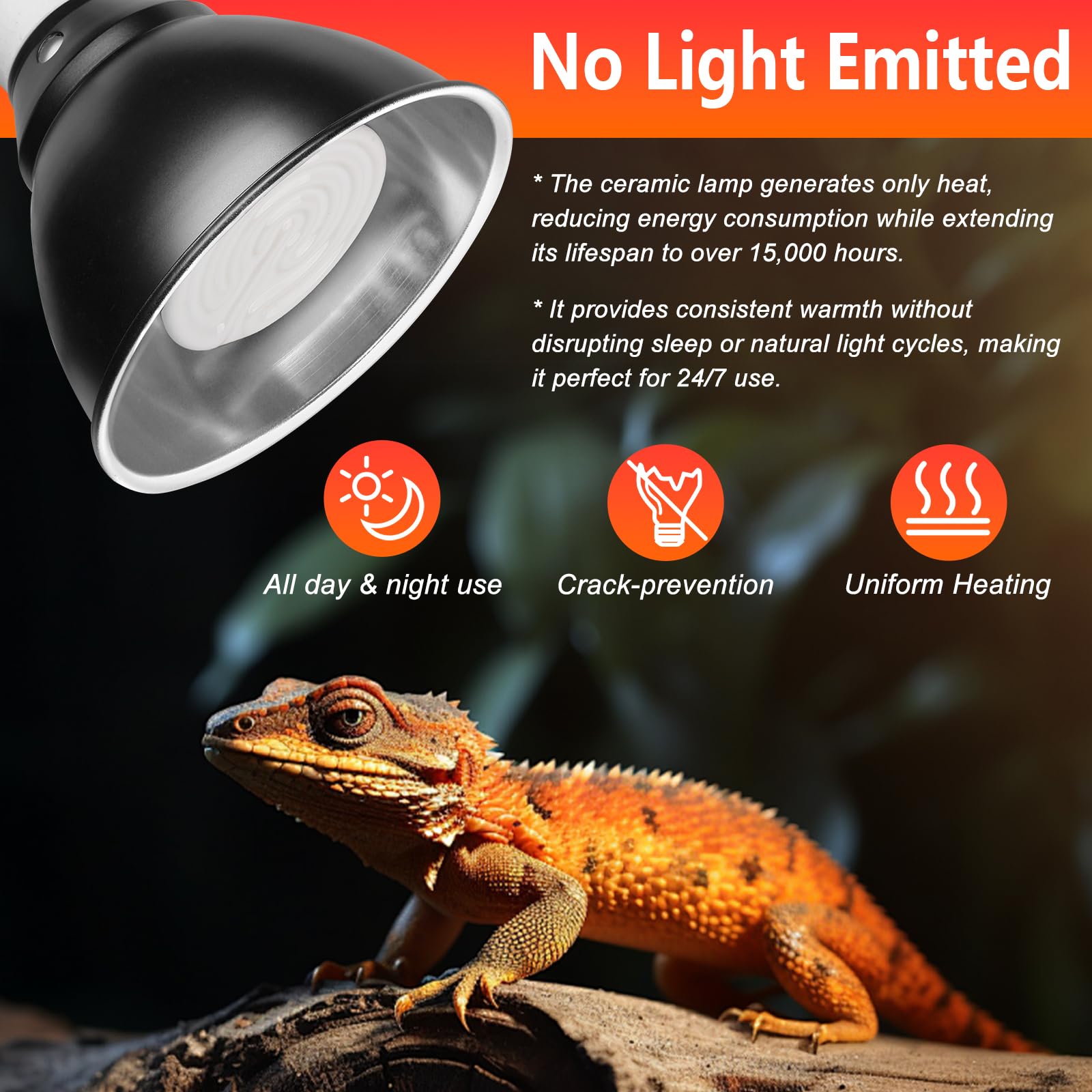 100W Ceramic Heat Emitters - 2 Pack Reptile Heat Lamp Bulbs for Iguana, Bearded Dragon, Lizard & Small Pets | Efficient White Infrared Heating for Terrariums, Vivariums & Pet Habitats
