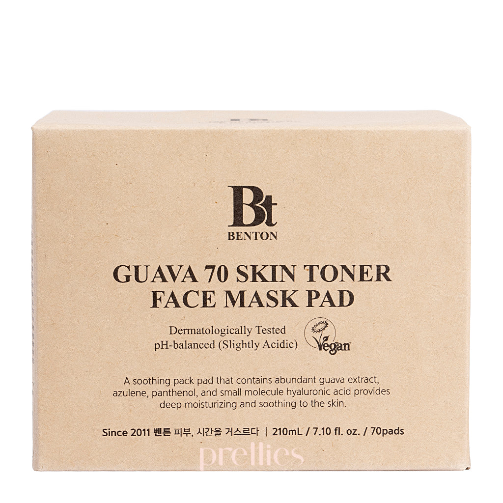 Benton Guava 70 Skin Toner Face Mask Pads (70 Count) - Hydrating & Brightening Facial Treatment for Glowing Skin | Perfect for Daily Skincare Routine & Spa Days