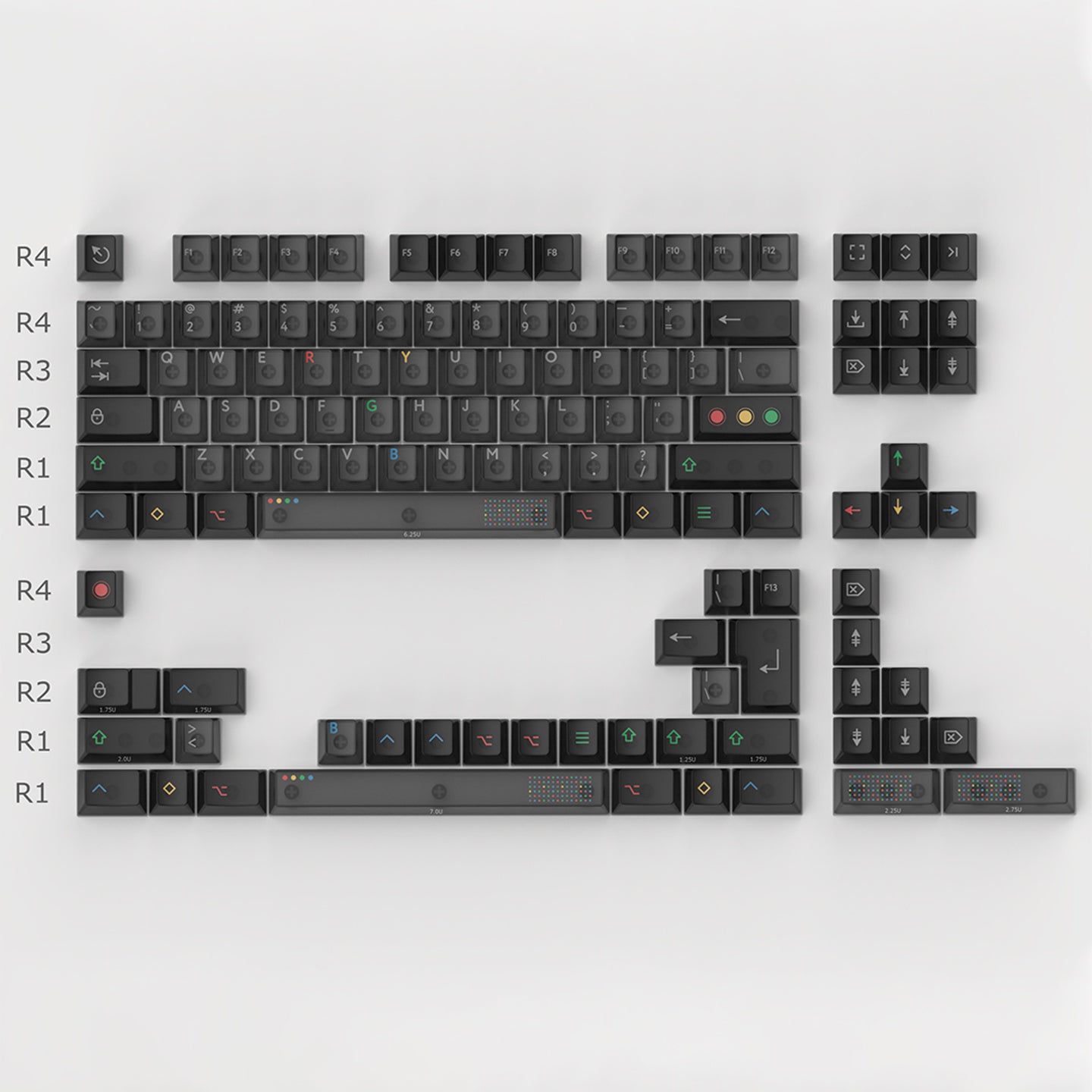 Black Light Fog Transparent Mechanical Keyboard Keycap Set - 122 Keys with UV Printing, OEM Profile - Perfect for Gaming, Typing & Custom PC Builds