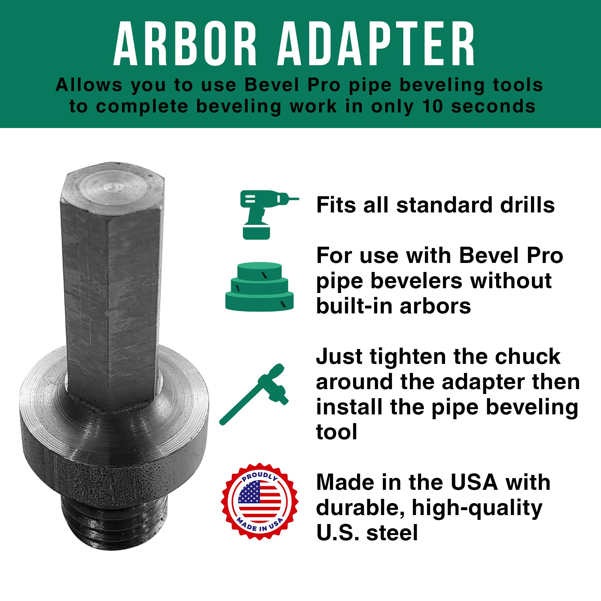 ADP-161 Arbor Adapter - Convert Angle Grinder to Drill for Beveling Tools | Metalworking & Woodworking Power Tool Accessory | Perfect for DIY Projects & Professional Construction Use