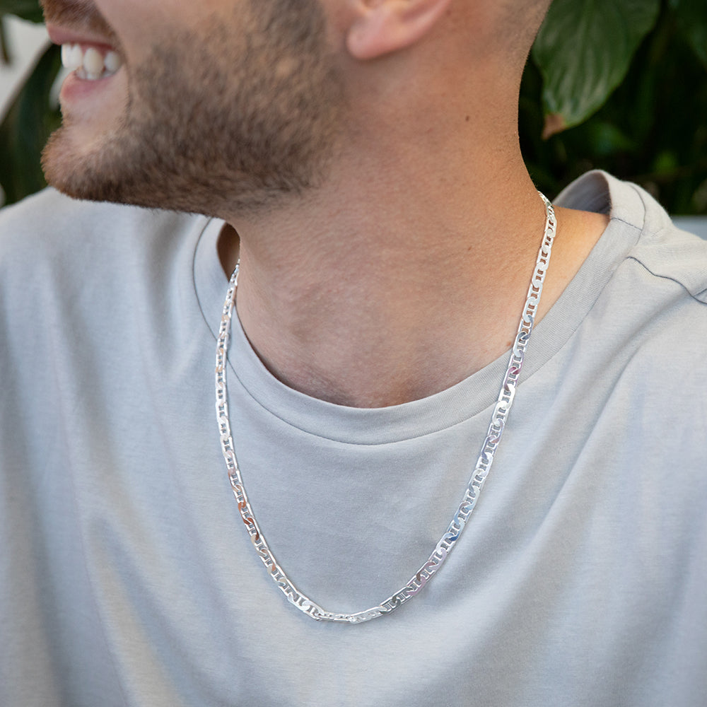 55cm Sterling Silver 150 Gauge Anchor Chain Necklace for Men - Durable & Stylish Jewelry for Everyday Wear, Gifts & Special Occasions