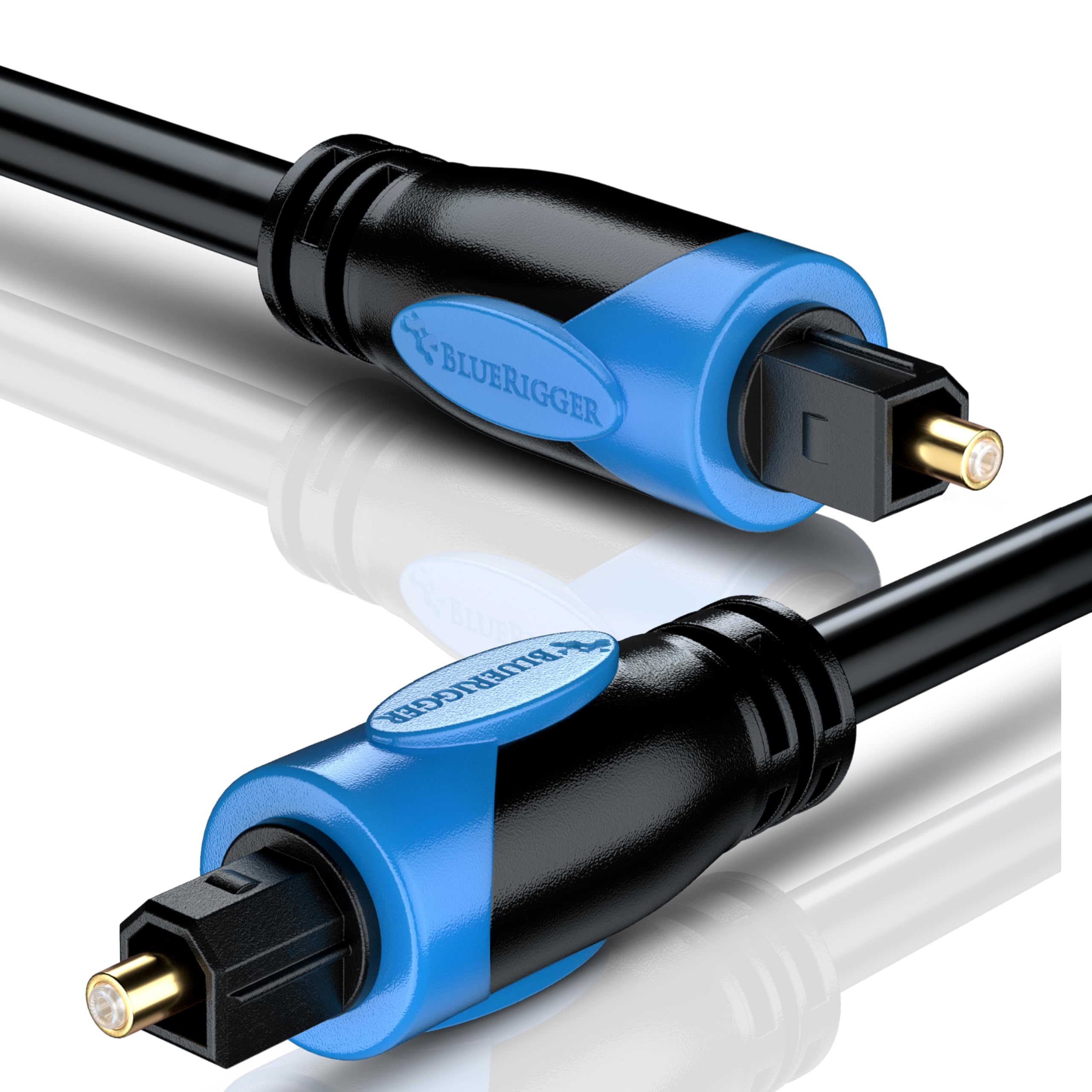 BlueRigger 10FT Digital Optical Audio Toslink Cable - 24K Gold-Plated Fiber Optic Cord for Home Theater, Sound Bar, TV, Xbox, PlayStation PS5/PS4 - Perfect for Surround Sound Systems & Gaming Setups