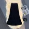 Elegant Black & White Knitted Long Skirt for Women - High Waist Party Wrap Hip Pleated Fishtail Design - Perfect for Autumn Winter 2024 Fashion, Office Wear & Holiday Gatherings