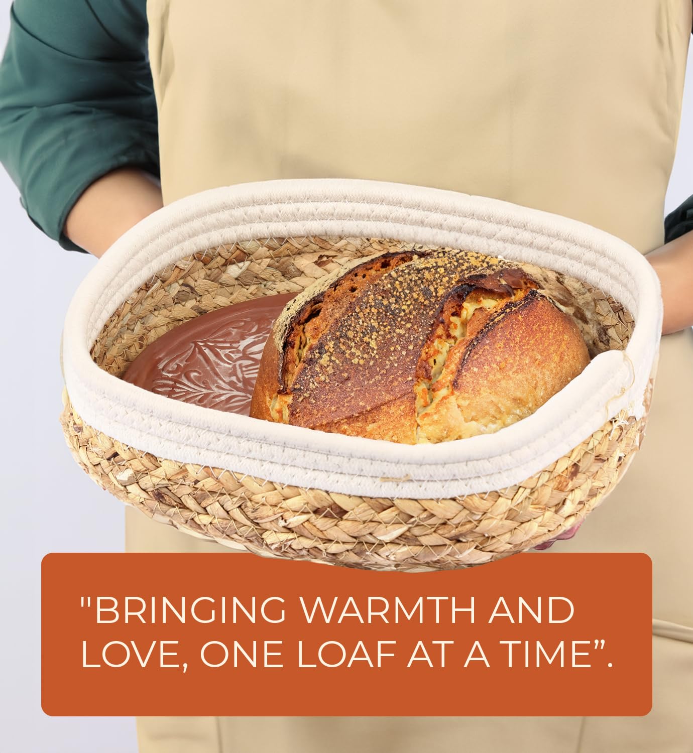 Terracotta Bread Warmer Basket with Warming Stone - Sourdough & Tortilla Warmer - Ceramic Warming Tray & Ideal Bread Proofing Box for Home Baking | Perfect for Artisan Bread, Pizza Dough & Pastry Proofing