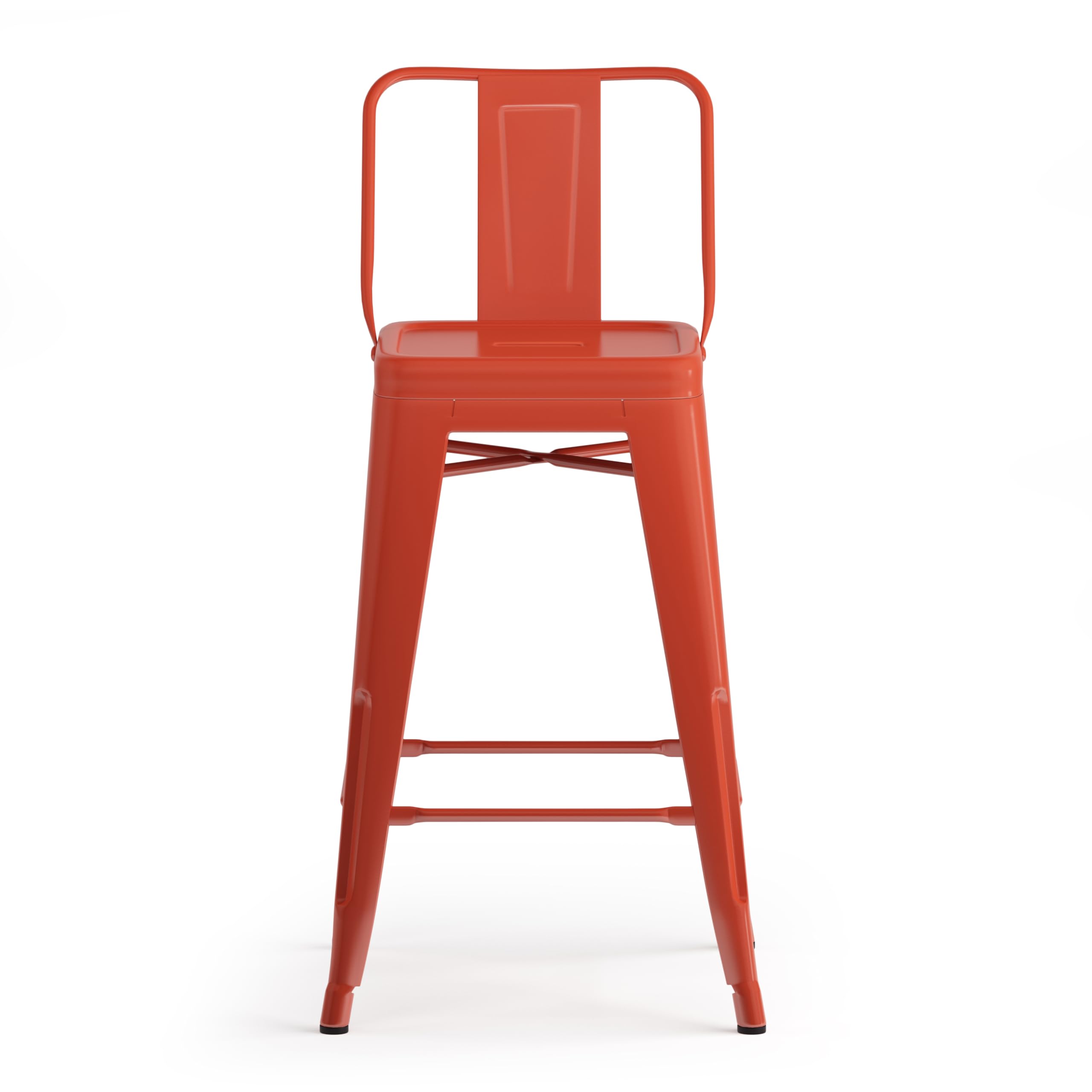 SIMPLIHOME Rayne 24-inch Metal Counter Height Bar Stools (Set of 4) - Orange Industrial Style Kitchen Island & Breakfast Nook Stools for Dining Room, Bar, and Home Decor