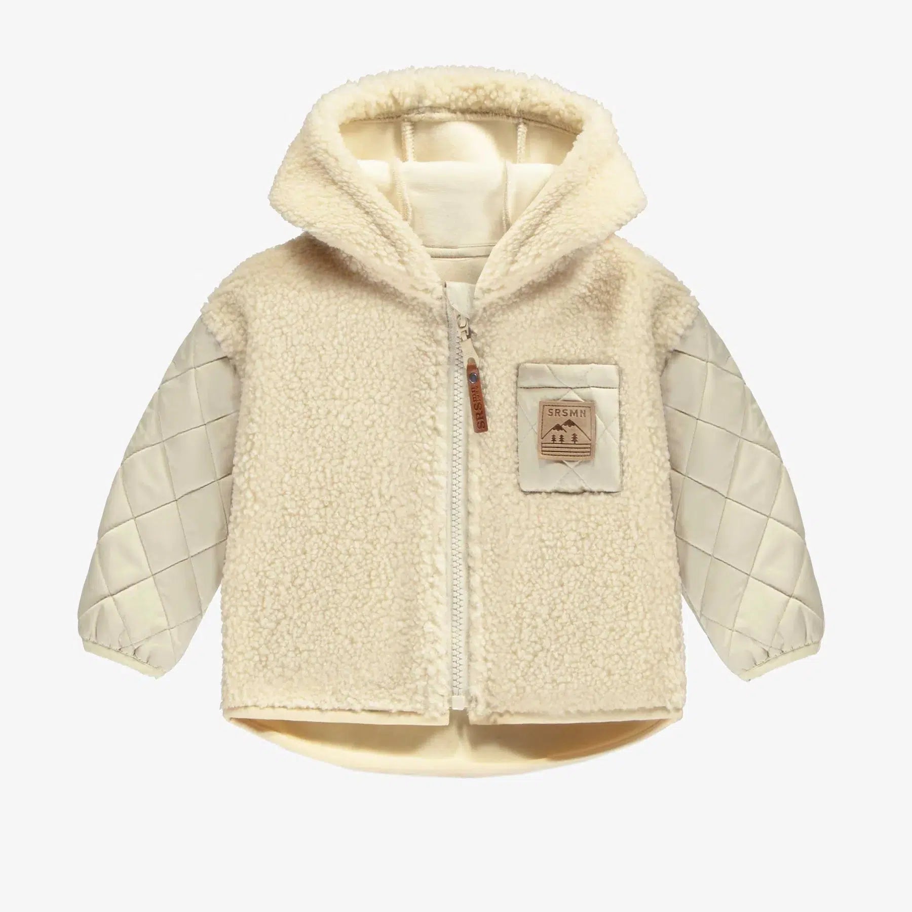 Mini Hooded Zipper Jacket - Quilted & Plush Cream Outerwear for Women | Cozy Winter Coat for Casual Outings, Travel & Outdoor Activities