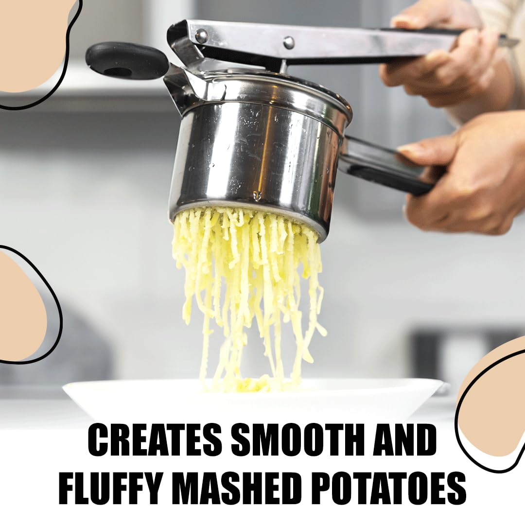 Stainless Steel Potato Ricer 15 oz - Heavy Duty Potato Masher for Creamy Mashed Potatoes - Kitchen Tool for Perfect Puree, Baby Food & Juicing - Ideal for Home Cooking & Professional Kitchens