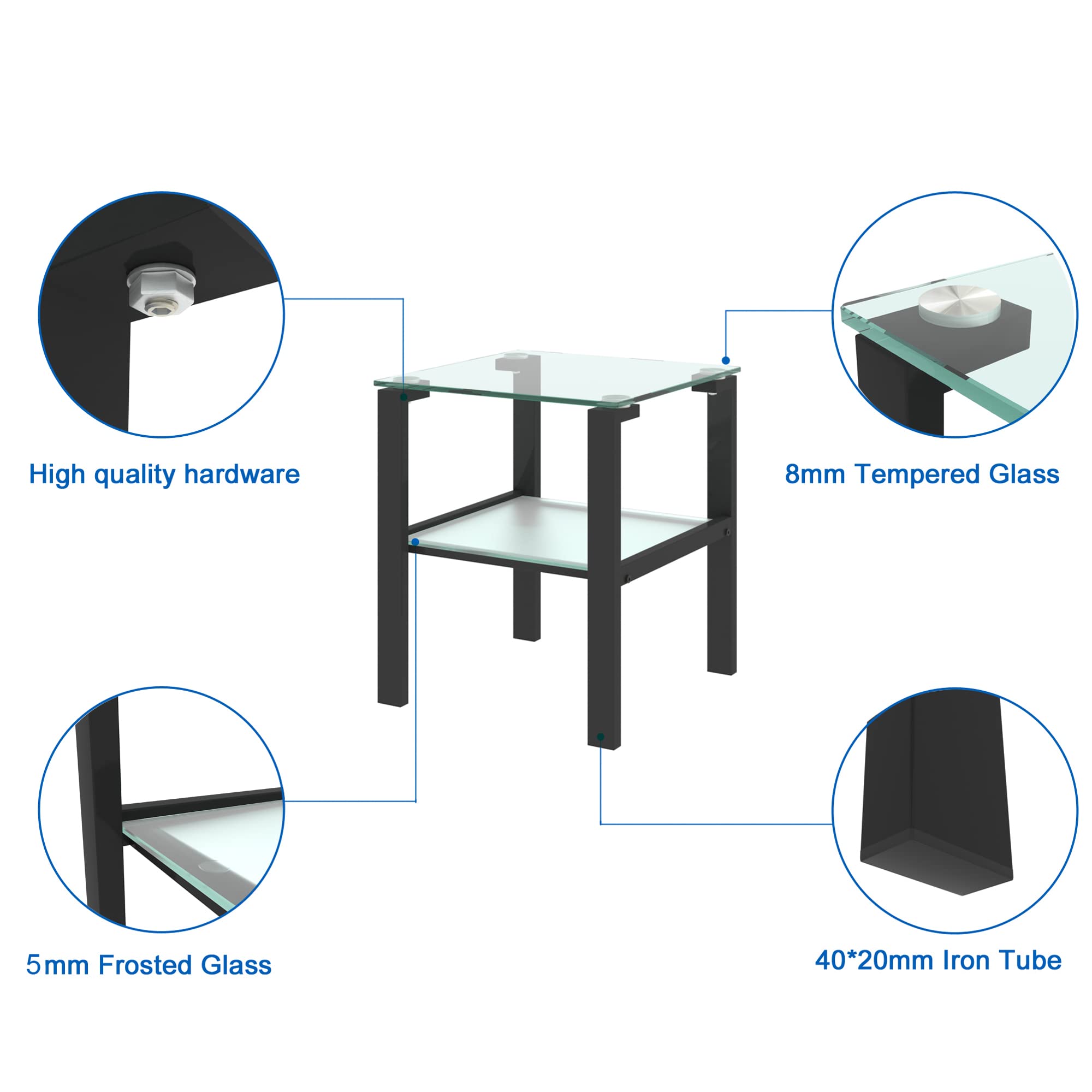 3-Piece Glass Coffee Table Set with Tempered Tabletop & Metal Frame - Black Living Room Furniture for Small Spaces & Apartments | Perfect for Modern Homes, Condos, and Office Lounges